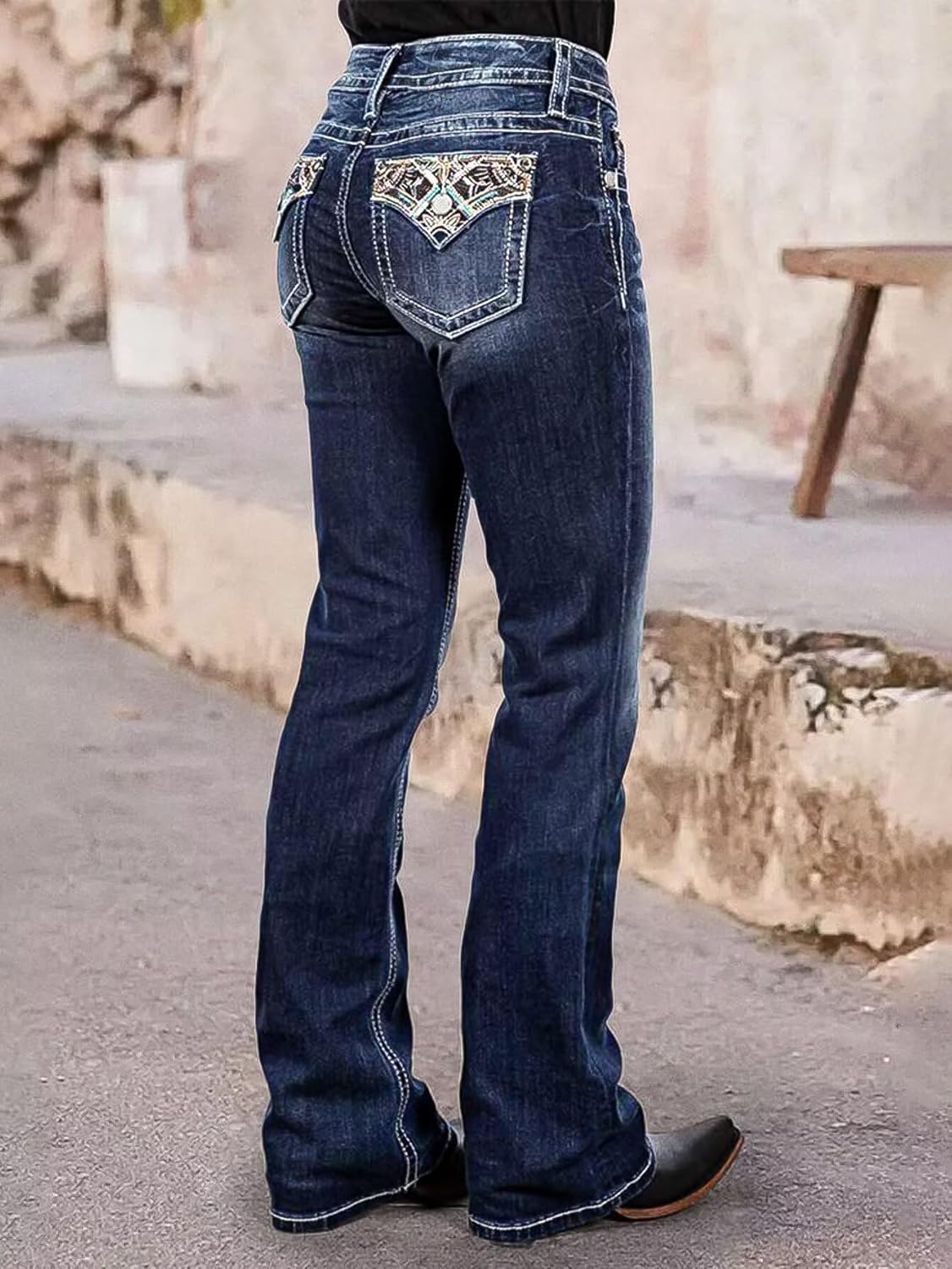 Flamingals Butt Lifting Bootcut Jeans Stretchy Casual Fall Winter Trendy Flare Leg Jeans for Women