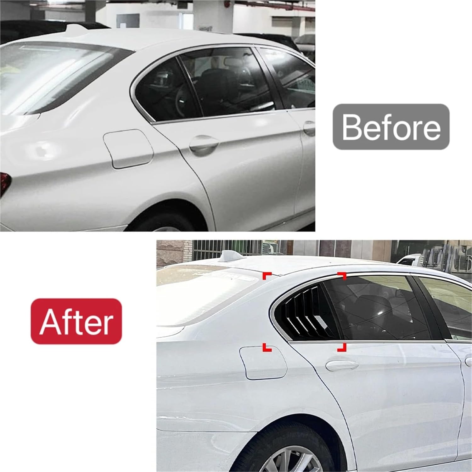 Rear Window Louvers Shutters Blinds Cover Trim Fit for BMW 5 Series F10 525i 530i 2011 2012 2013 2014 2015 2016 2017(Carbon Fiber Look)