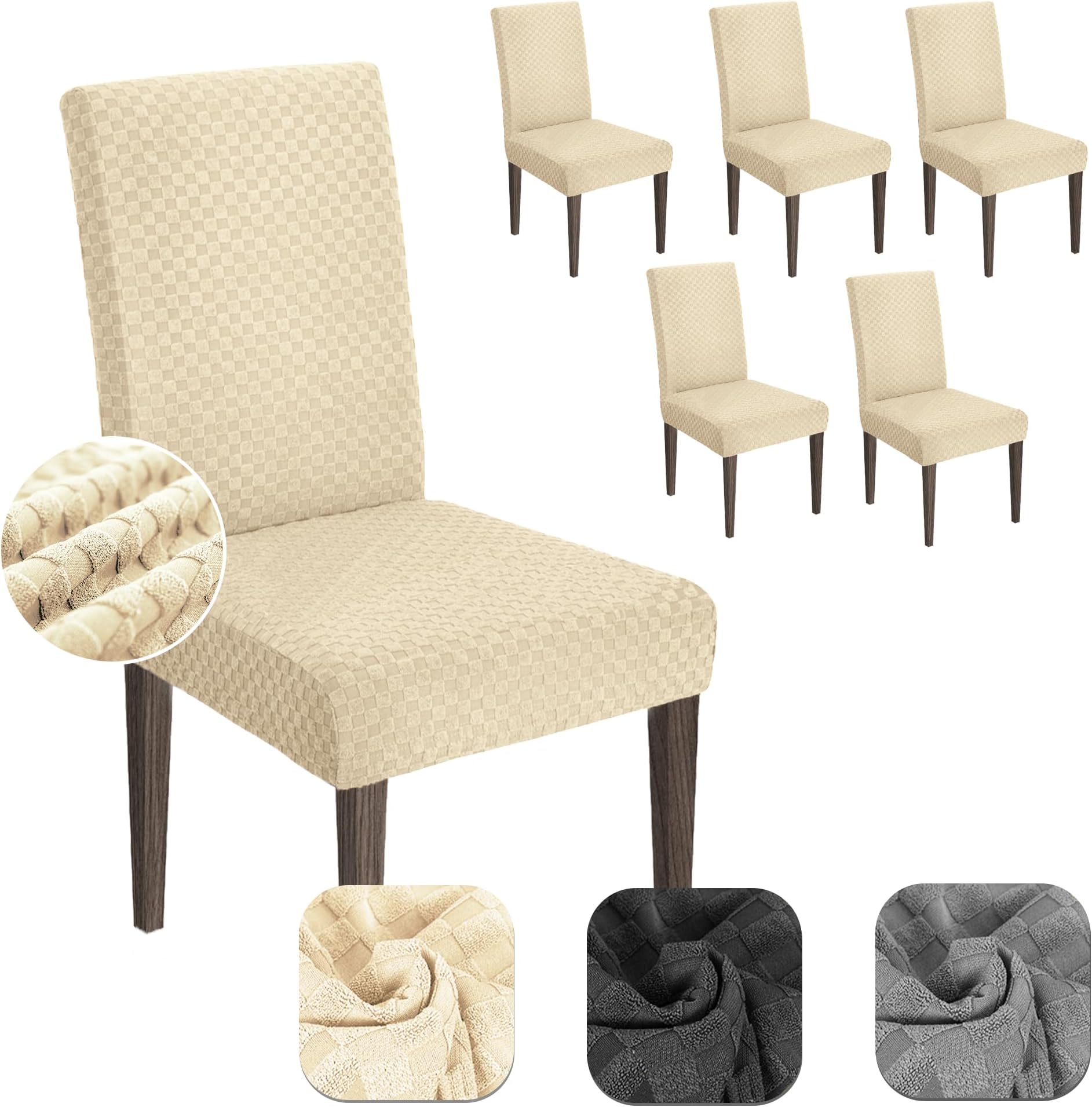 Sanheer Set of 6 Dining Chair Covers, Dining Chair Slipcovers Parson