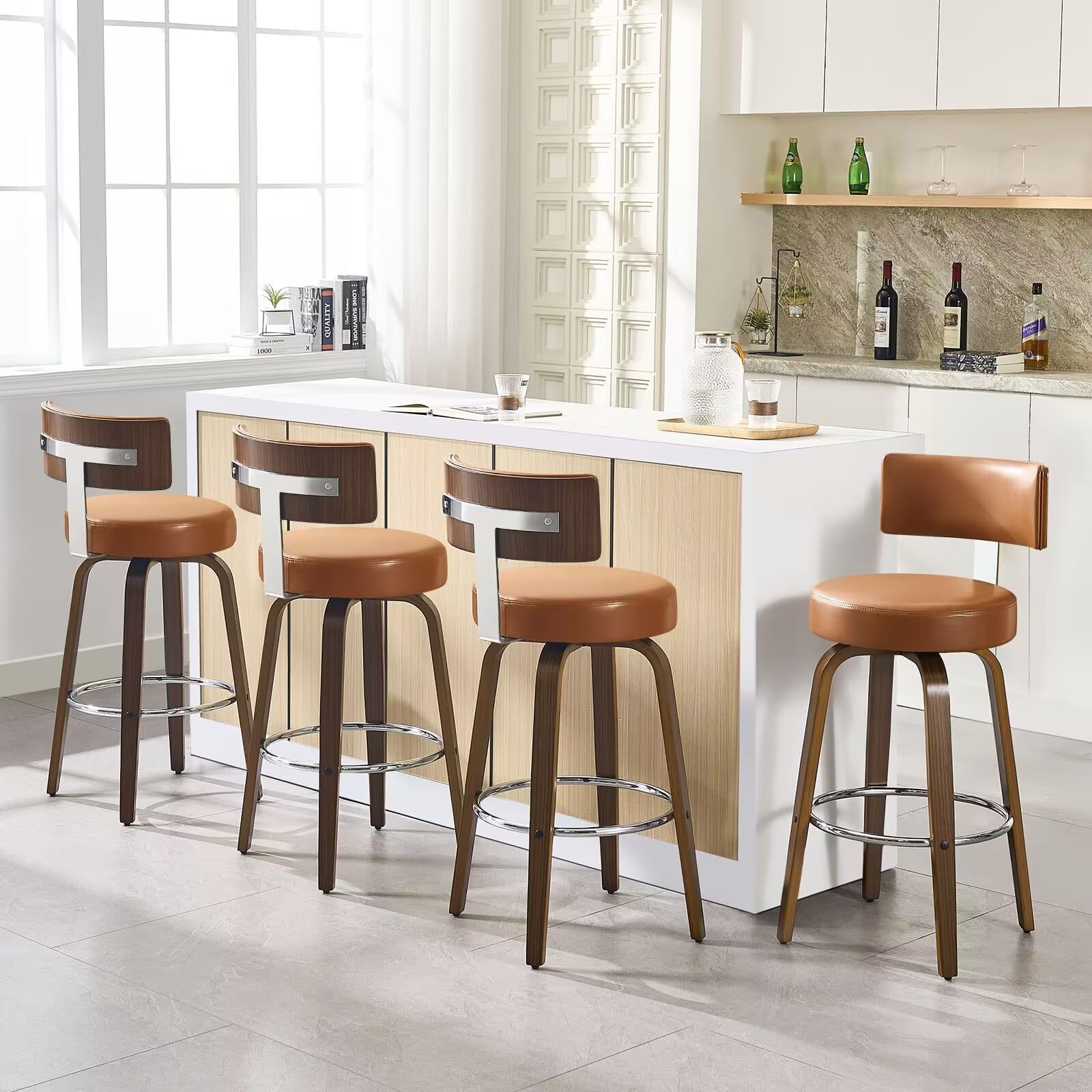 Bekrvio Swivel Counter Height Bar Stools Set of 4