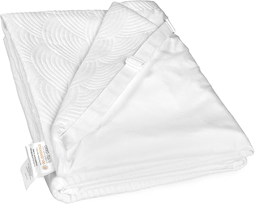 Zenzy 2" Queen Bamboo Mattress Topper Cover, Oeko-TEX Certified, Ultra-Soft Zippered Topper Protector with Adjustable Straps, Washable (Cover Only)