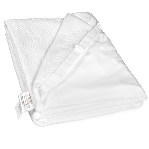 Zenzy 2 Twin Bamboo Mattress Topper Cover Oeko-TEX Certified Ultra-Soft Zippered Topper Protector with Adjustable Straps Washable Cover
