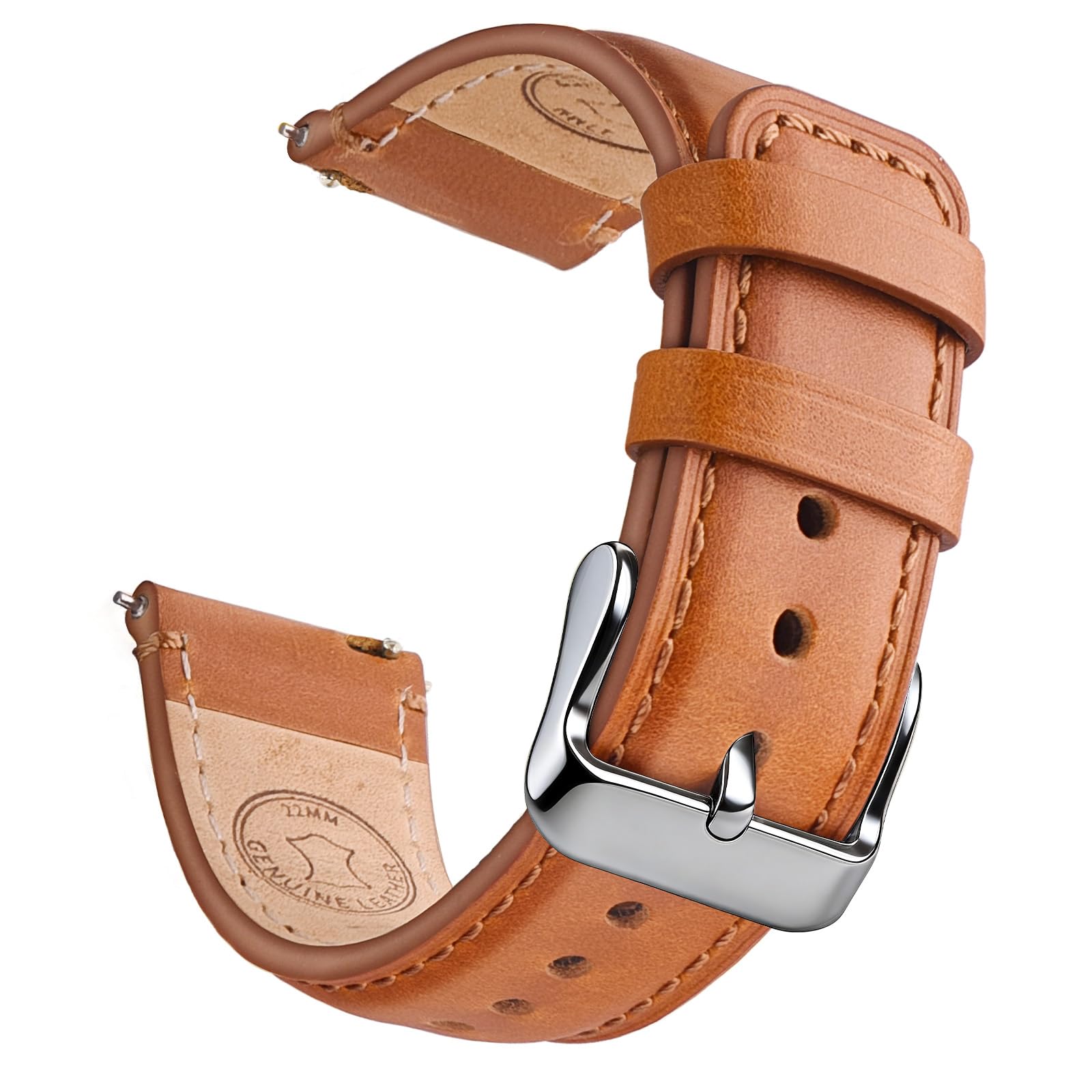 Wristitani Lederarmband 20mm 22mm, Echtes Leder Uhrenarmband für Männer, Schnellverschluss Vintage Armband Geeignet für klassische Quarz Mechanische Uhren Smartwatches