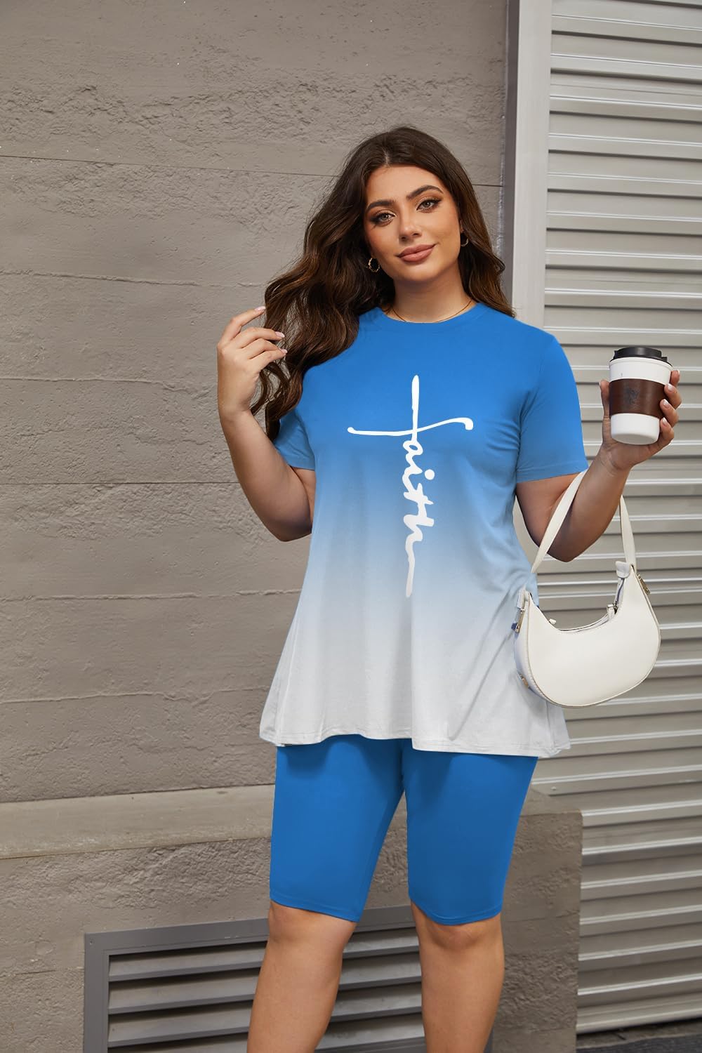 Mrskoala Women Plus Size 2 Piece Outfits Casual Shorts Sets Summer Tshirts Shorts Sweatsuits - Image 5