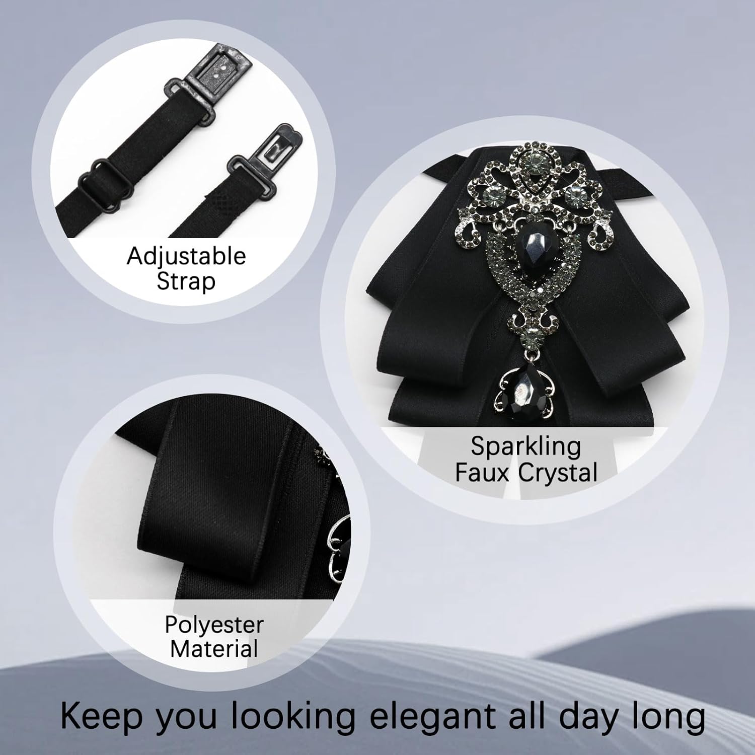 Bow Ties for Men Women, Womens Bow Tie Adjustable Pre-Tied Rhinestone Bowties Men for Suit Tuxedo Vest Shirt Uniform - Image 4