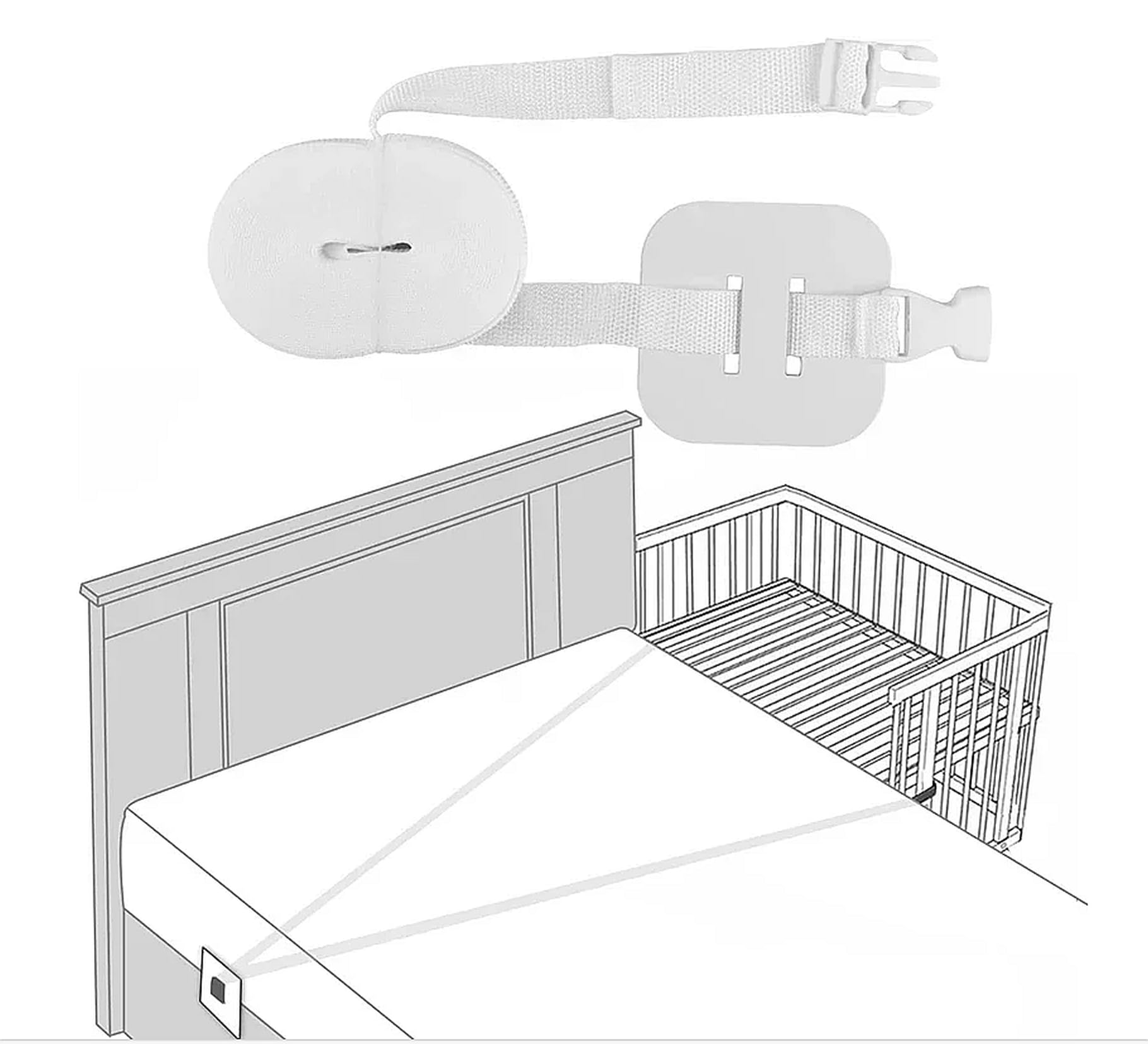 Micoland Kinderbett - Beistellbett - Babybett 120x60 cm umbaubares Bett mit Gurt, Rädern und optional Matratze (Haus mit Matratze Weiss)
