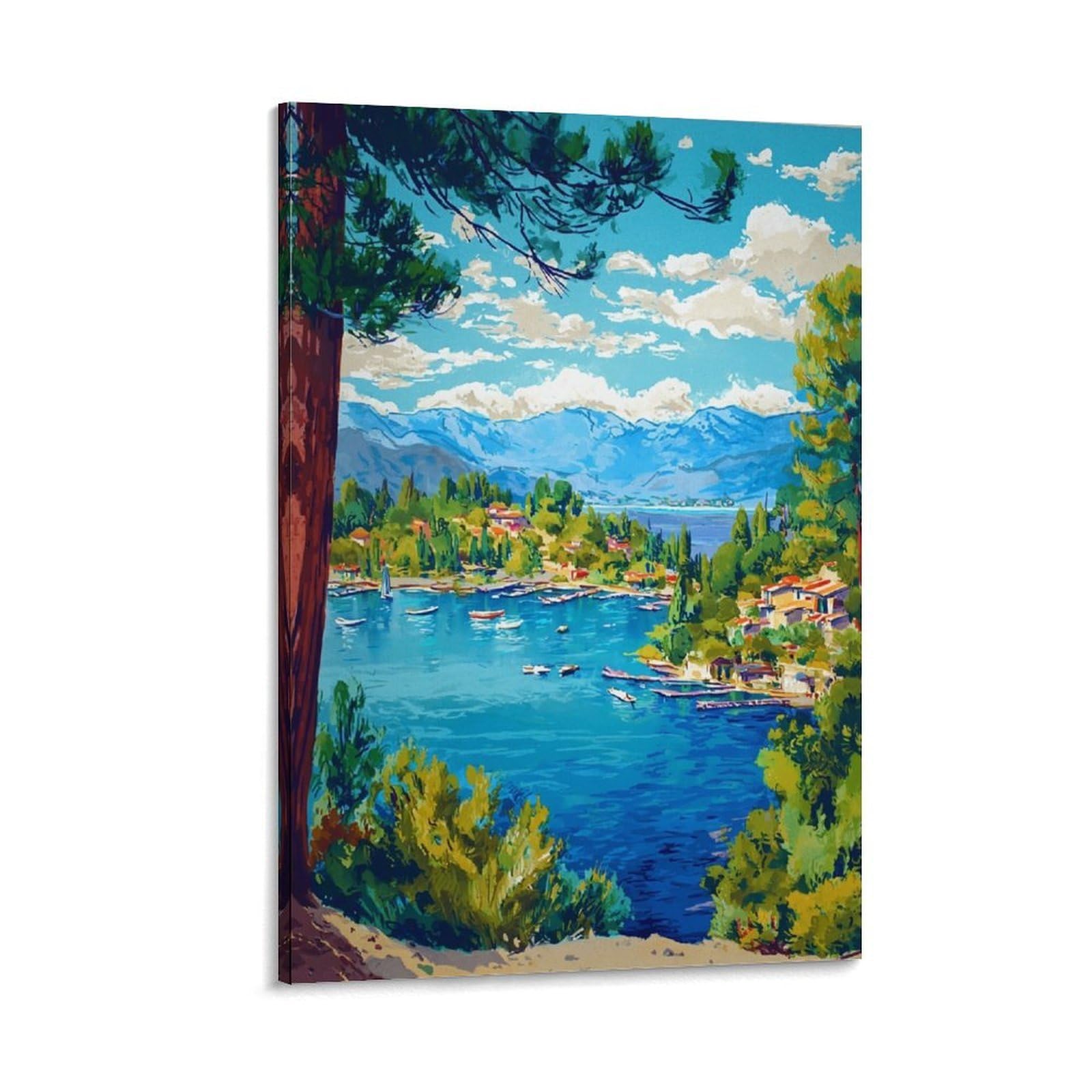 Lake Arrowhead Poster 20x30inch(50x75cm) Vintage Watercolor Canvas Art
