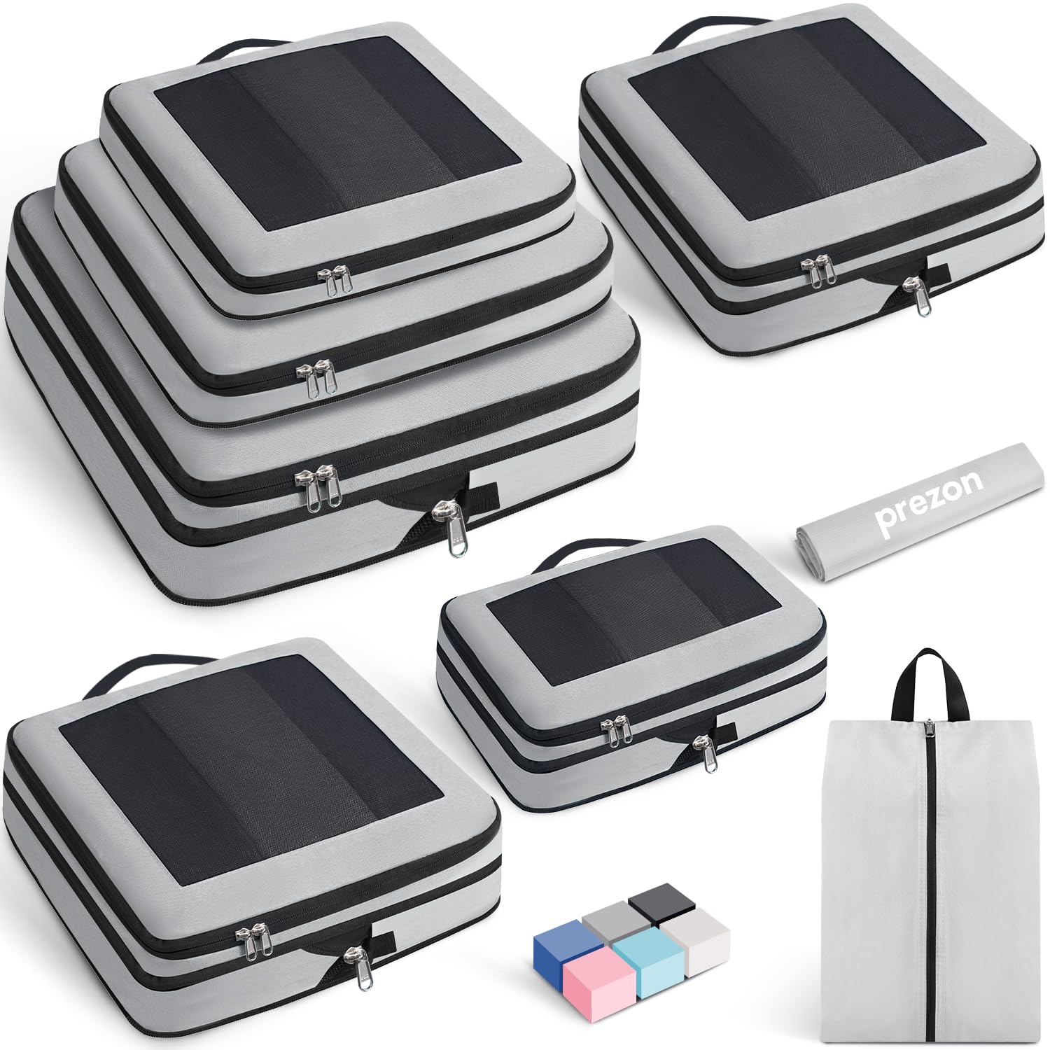 8 Set/6 Set/4 Set Compression Packing Cubes for Travel, Lightweight Vacation Travel Essentials, Travel Accessories for Suitcase Organizer Bags Set, Durable Luggage Organizer