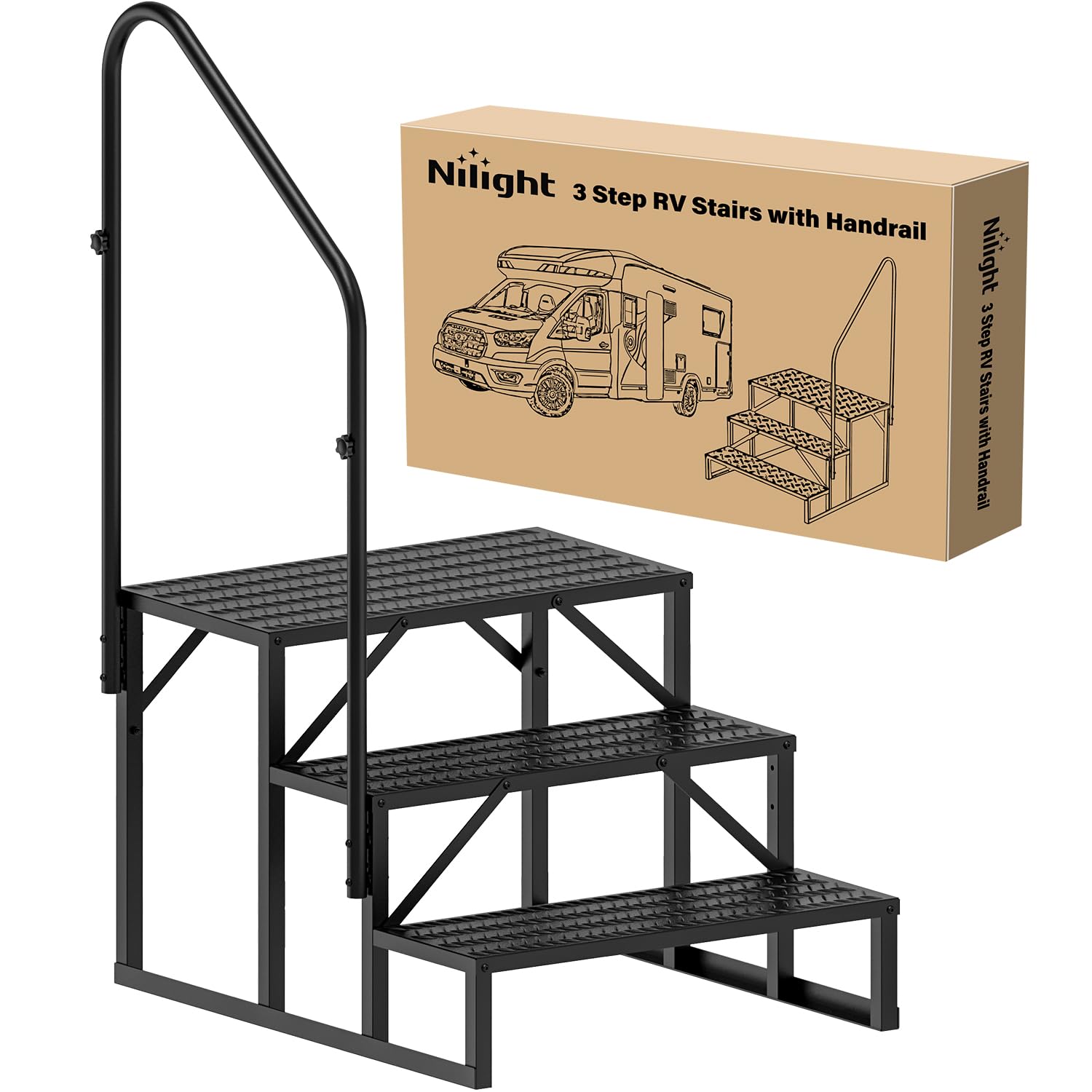 Amazon.com: Nilight RV Steps with Handrail, 3 Steps Hot Tub Steps ...