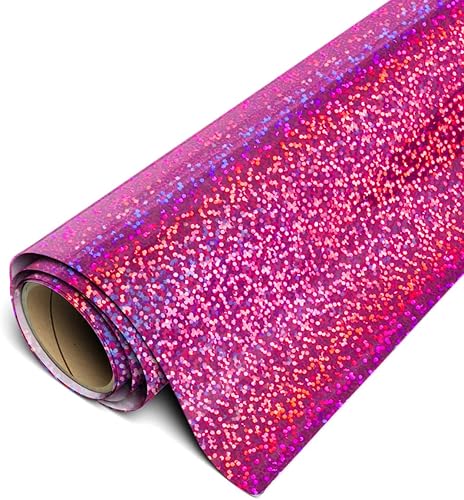 Siser Vinilo holográfico HTV de 20 x 1 yarda, vinilo de transferencia de calor para planchar (fucsia)