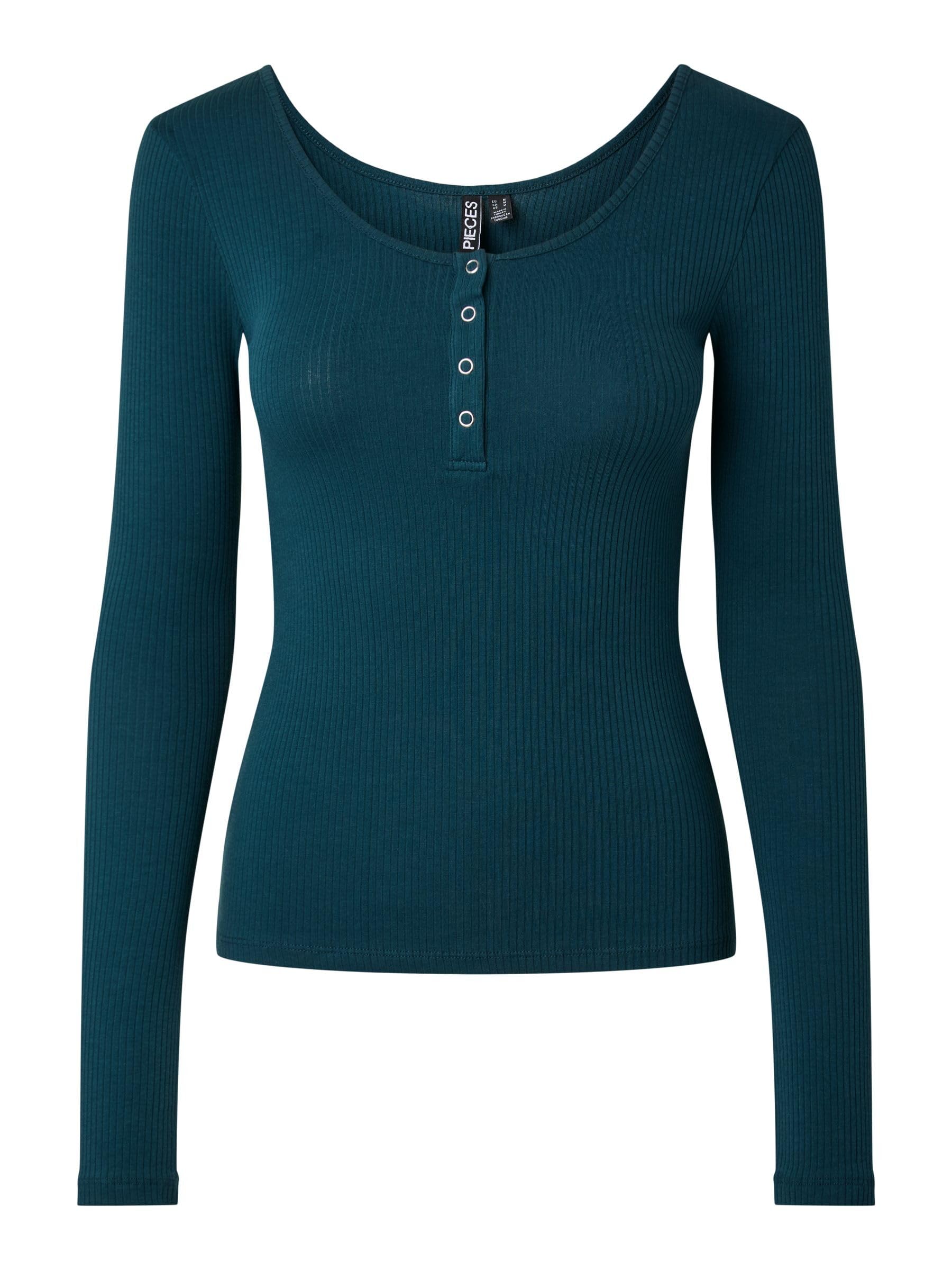 Pieces A/S Women's Pckitte Ls Top Noos Bc Long Sleeve, Reflecting Pond, S