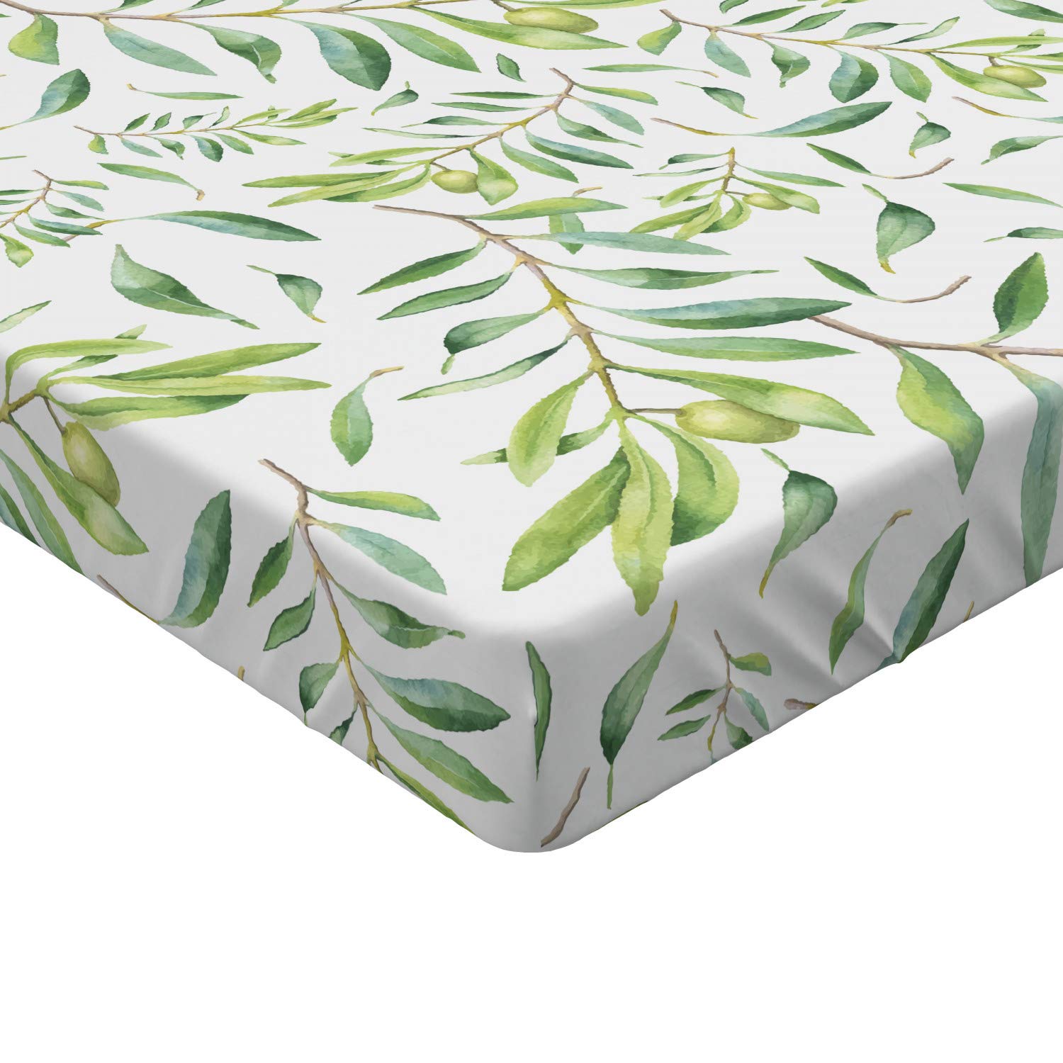 ABAKUHAUS Foglia Verde Lenzuolo con Angoli, Ulivo, Comodo e Morbido Tessuto Decorativo da Letto Tasca Elastica a Tutto Tondo, 160 cm x 200 cm, Avocado Verde