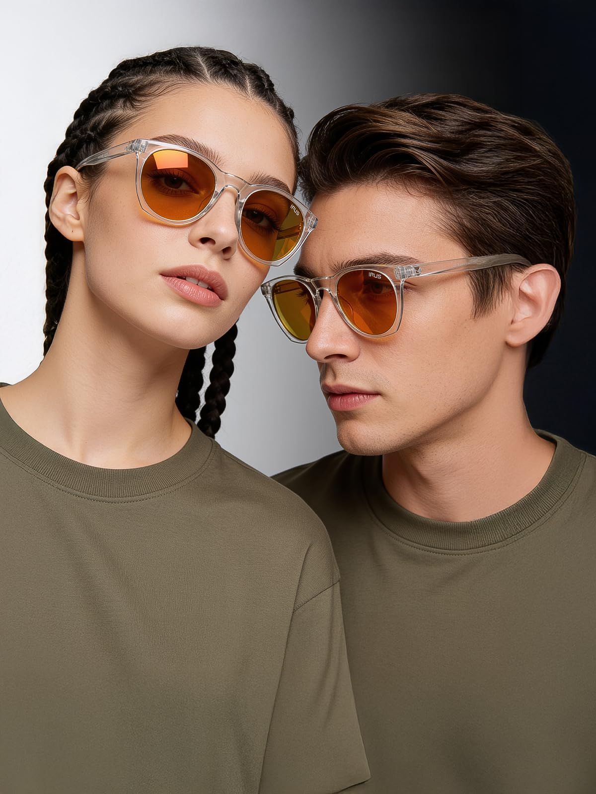 IRUS | 100% protección UV | unisex | pequeño | borde completo | ovalado | marco: policarbonato de cristal brillante | lentes: policarbonato rojo Revo-Brown