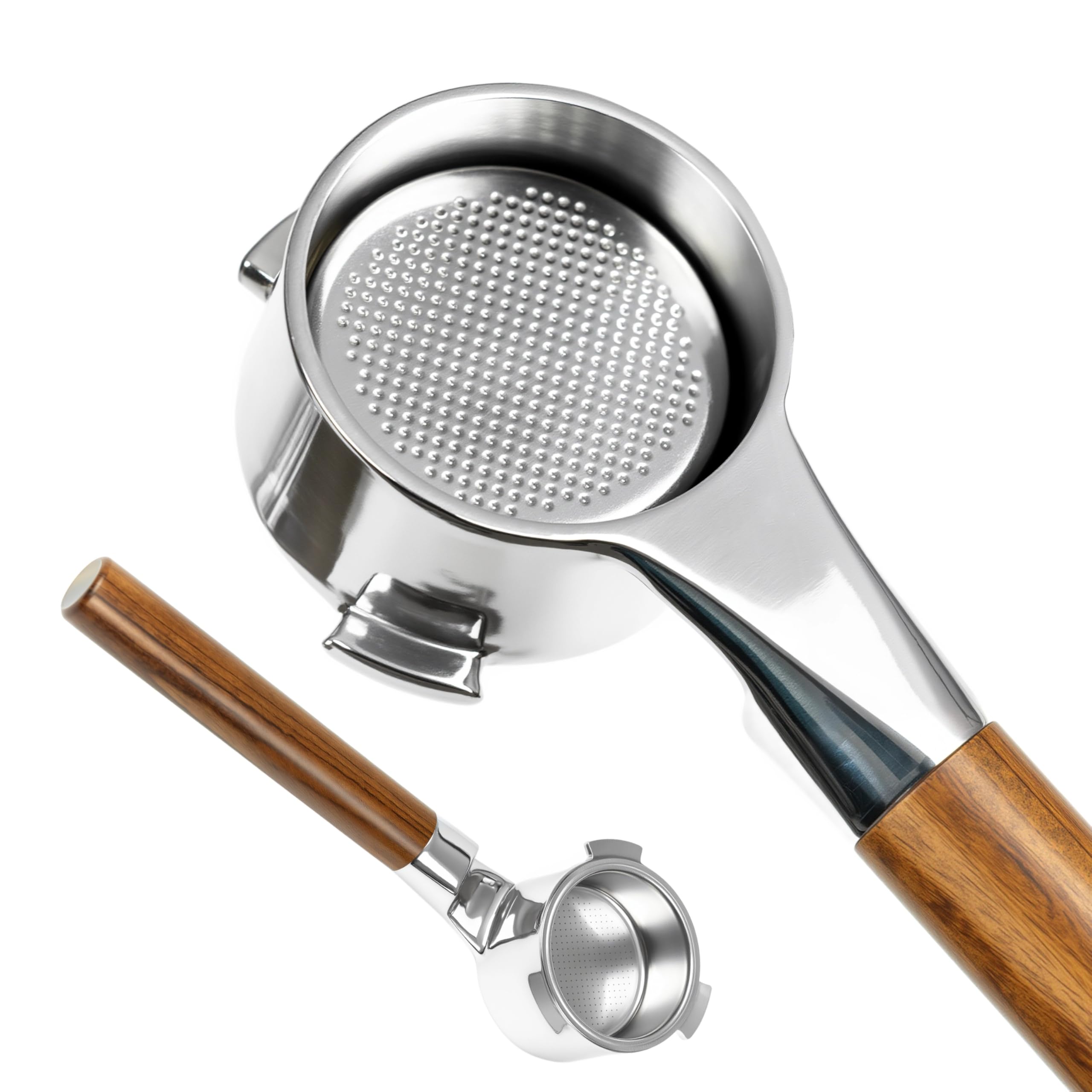 BLUCO Sitko 51 mm płaskie dla De'Longhi Dedica EC680/685/785/820/850/860/885, Smeg, stal nierdzewna 304, możliwość poziomego ustawienia, równomierne rozprowadzanie tampowania (orzech włoski)