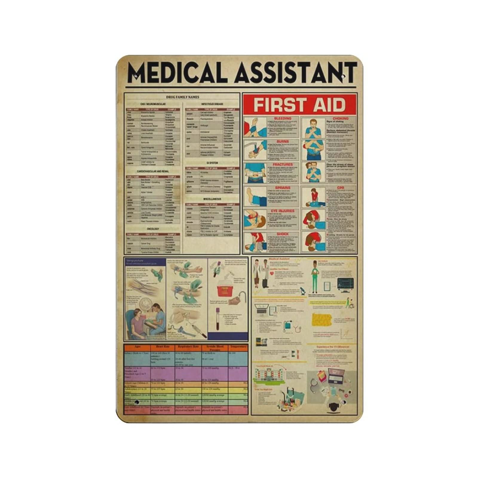 AOOEDM Assistant Metal Sign for Home Coffee Garage Wall Decor Vintage Poster Bar Signs for Home Bar Retro Metal Tin Sign