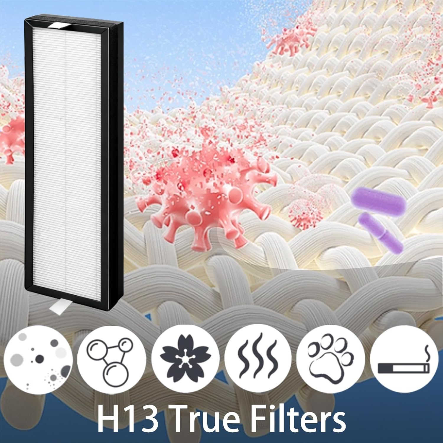HFD320 Replacement Filter for Honeywell Air Genius 3,4,5,6 Series Air Purifier Models - HFD300 HFD310 HFD320 HFD360 HFD314 HFD323CV1 HFD323-TGT HFD324, 2 Pack H13 True HEPA + 8 Pack Carbon Pre-Filter