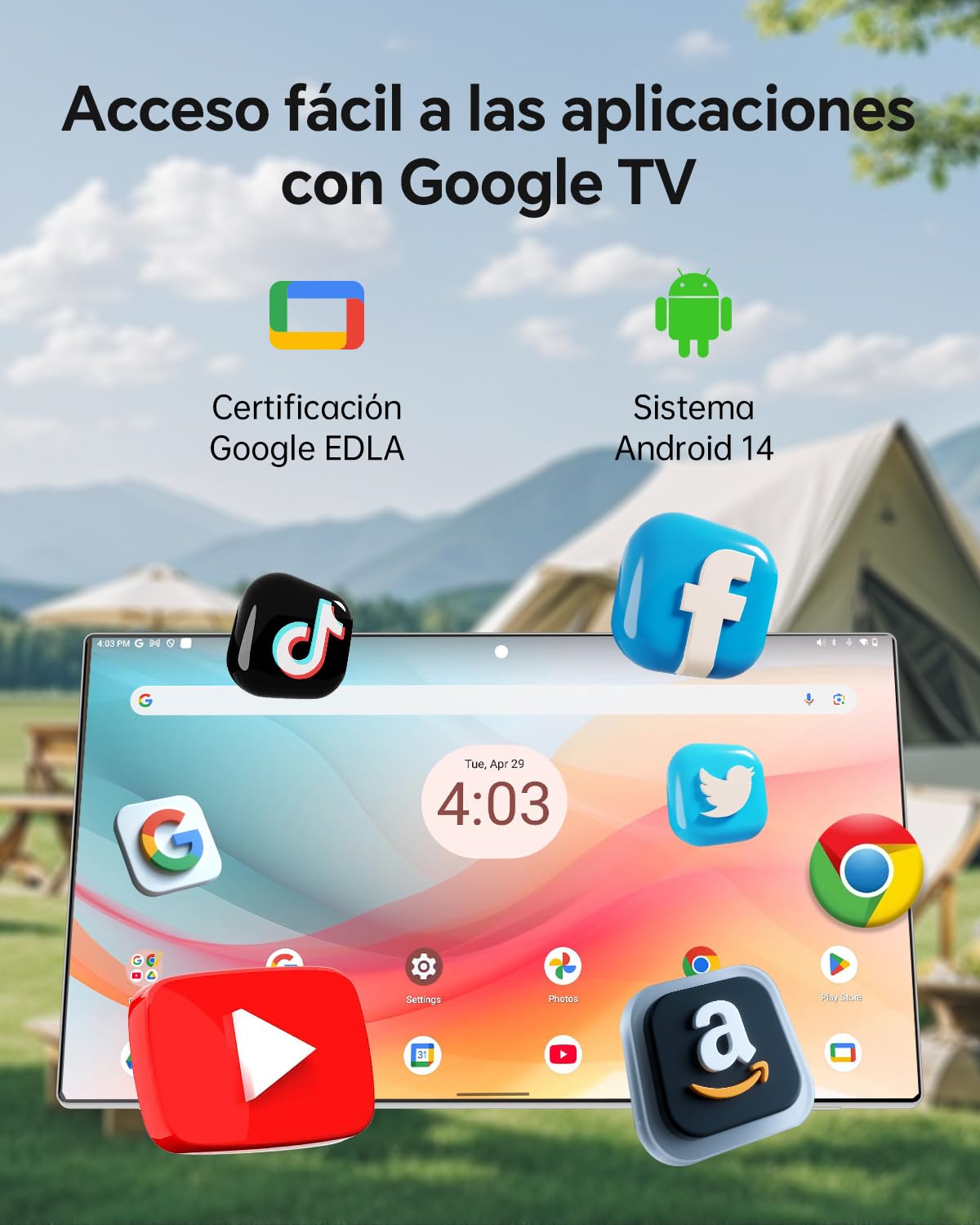 KTC MegPad 25" Monitor Portátil 1080p con Pantalla Táctil, Android 14, Batería Integrada, Altavoces & Cámara de 8MP, Entrada de Video USB-C, Control Remoto, Panel IPS, Ideal para Exteriores, Camping