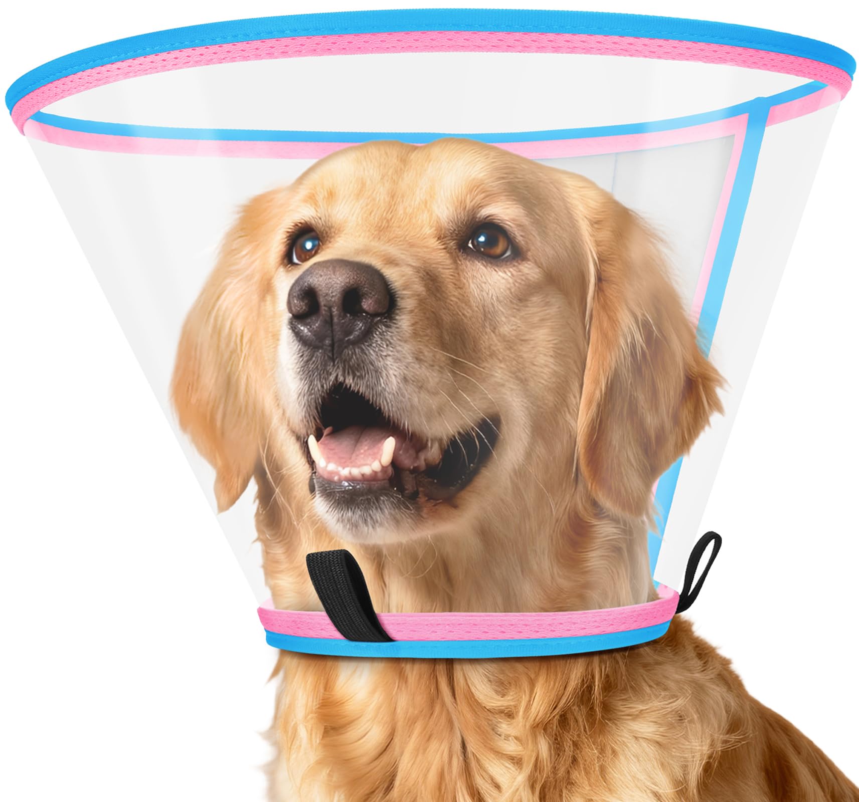 Soft Dog Cone Collar after Surgery, Transparent Dogs Neck Cone, Recovery Collar for Dogs Prevent Licking, Adjustable Medical Collars for Small Medium Large Dog, Elizabethan Collars (Pink, Size 2)