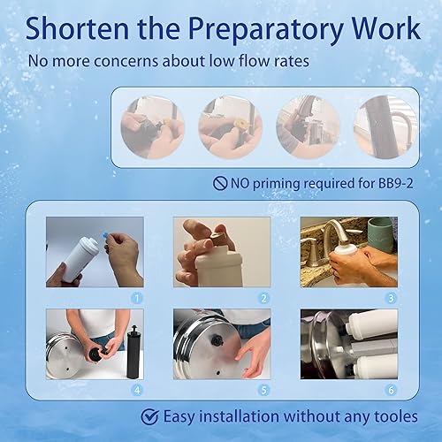 Miniatura 5 de Filtro de agua de repuesto para filtros Berkey BB9-2 Black y PF-2 Filtros de fluoruro, compatible con el sistema de filtro de agua por gravedad