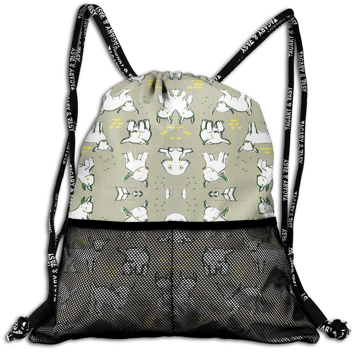 Baby Goats In Grey Drawstring Backpack Swiming Traveling Sackpack Large Capacity Beam Backpack, Home Travel Storage Use Gift For Men & Women, Girls Boys