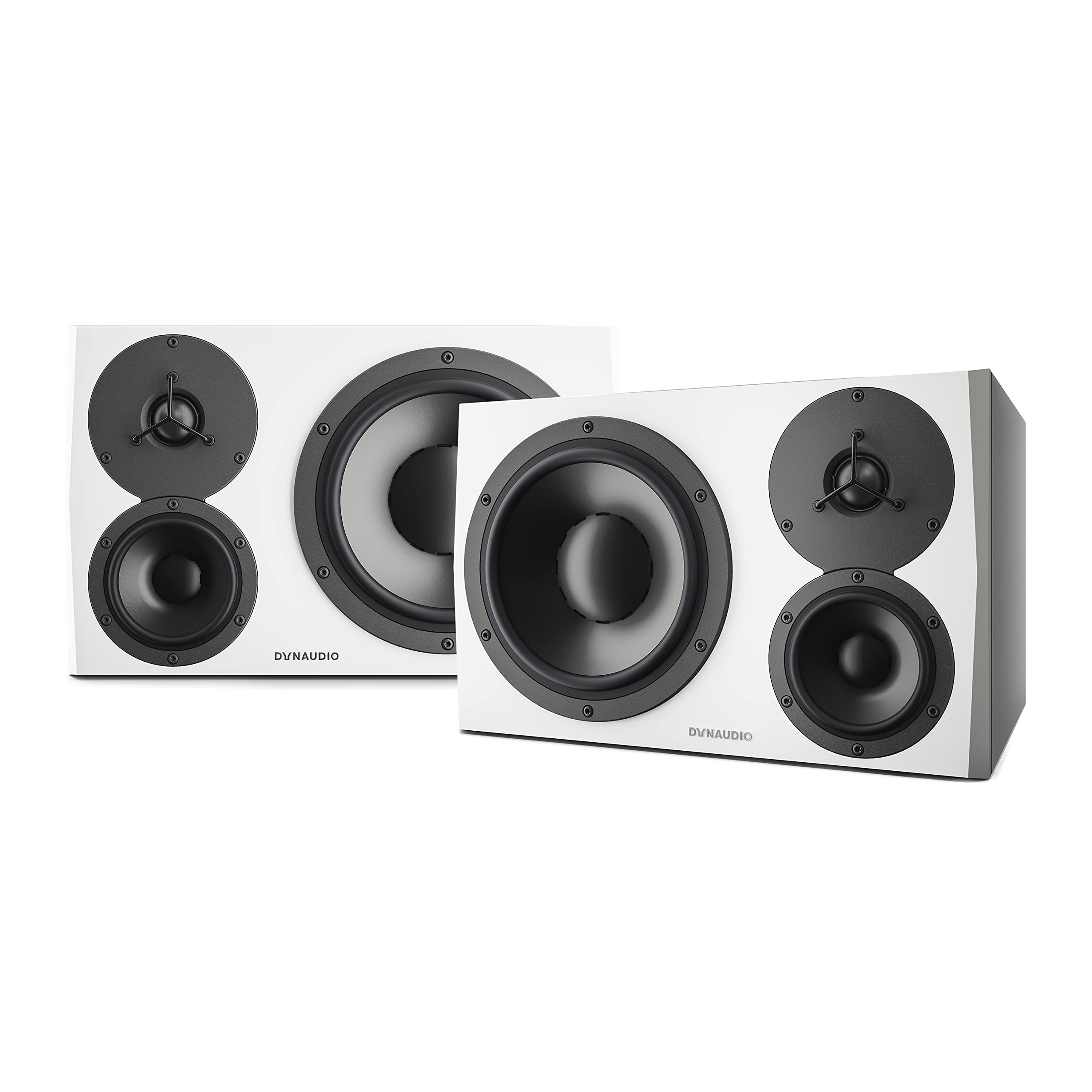 (2) Dynaudio LYD 48 – 3-Way Speakers (Left/Right – White), Dynaudio 18S (Black) Powered Studio Subwoofer Bundle