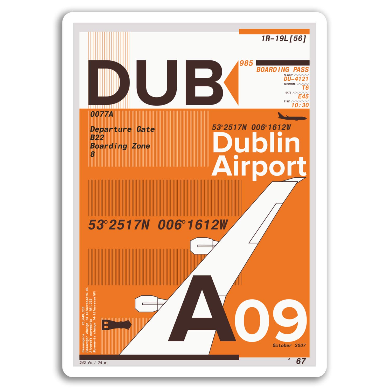 2 x 10cm Dublin Airport Vinyl Stickers - Ireland Sticker Laptop Luggage #17127 (10cm Tall)
