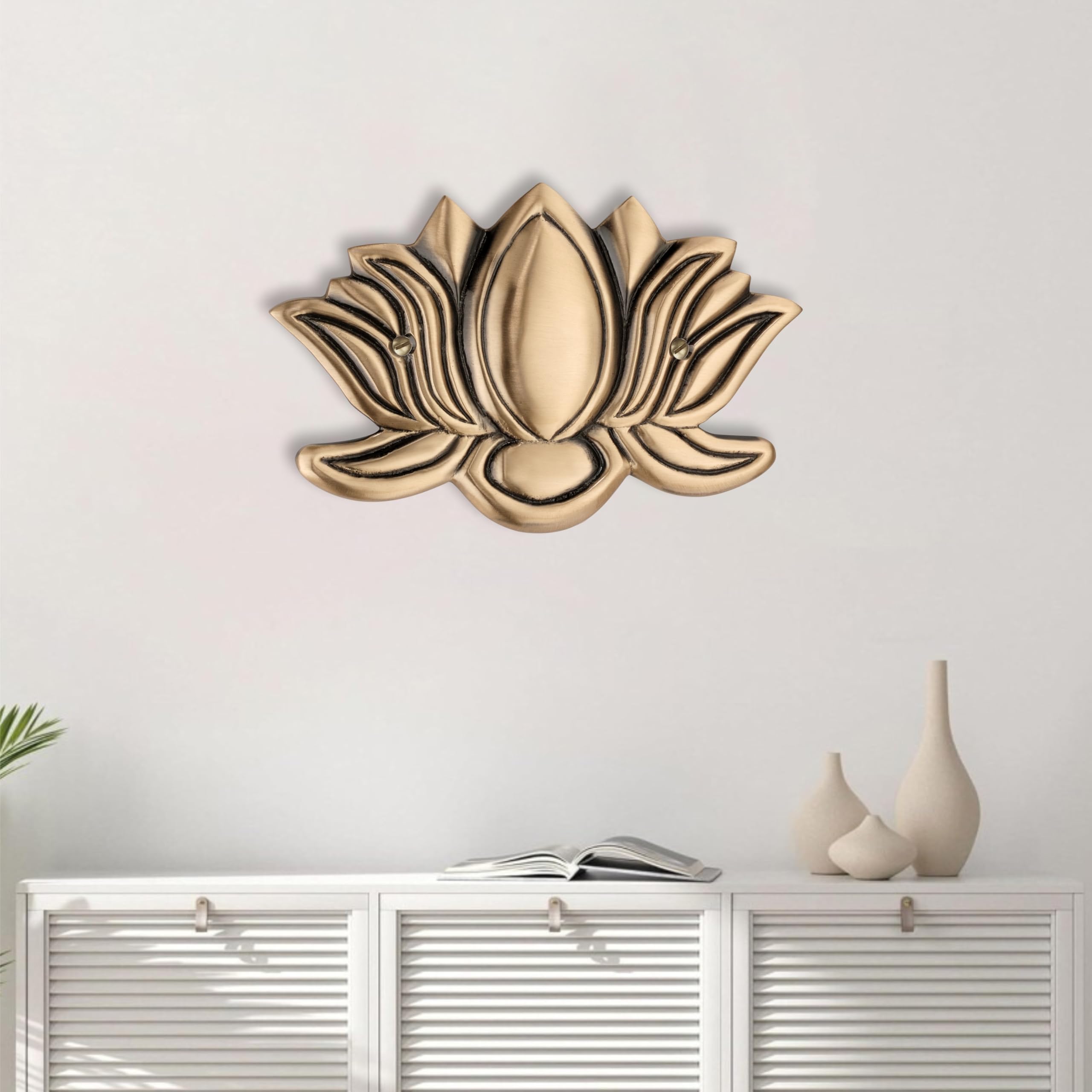 Buy DEVDECOR , Brass Lotus Wall Hanging For Wall Door | Home Decor