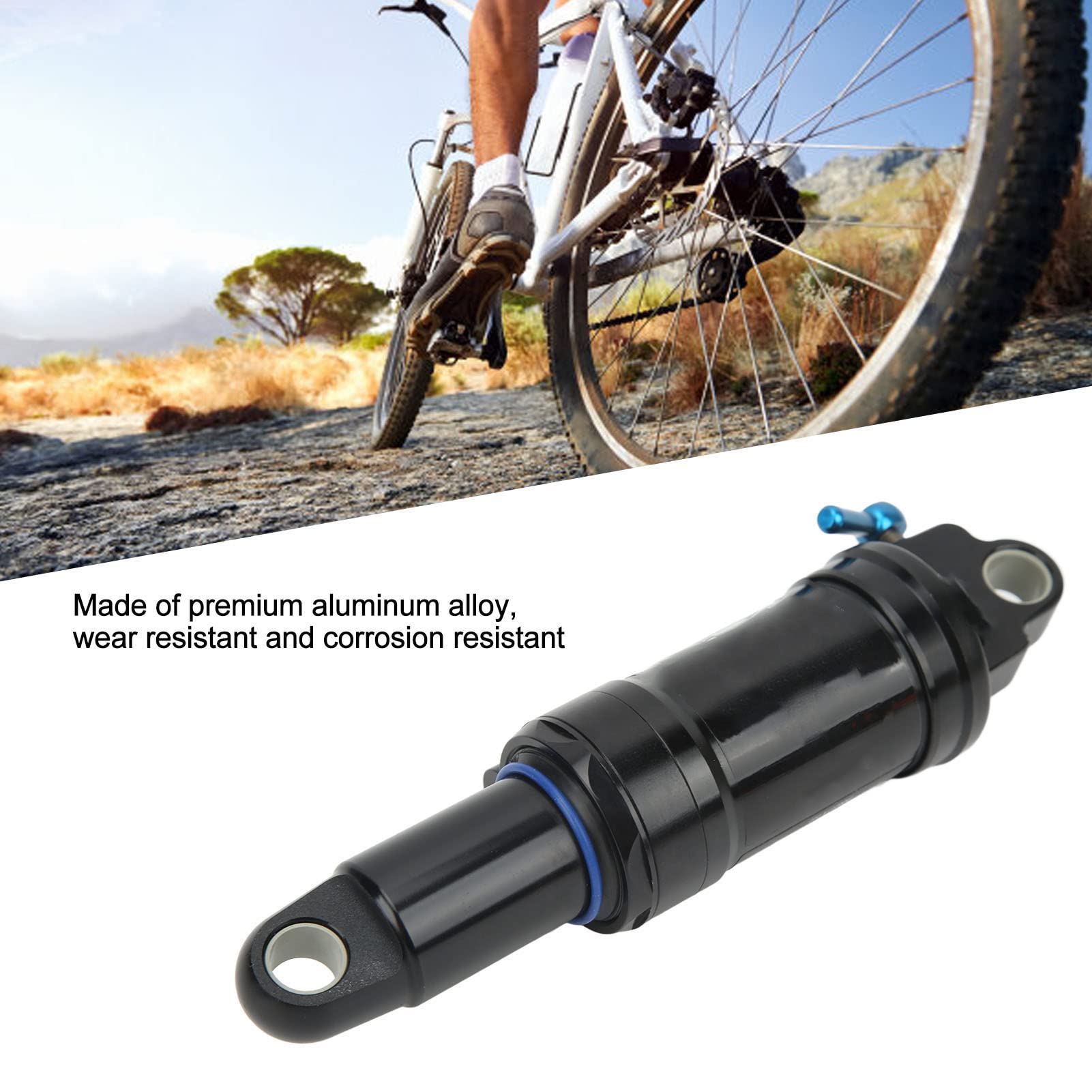 Amortiguador de bicicleta Amortiguador trasero de ciclismo de aleación de aluminio negro con tubos de husillo para bicicleta de montaña Aleación CNC premium de 165 mm Ligero y