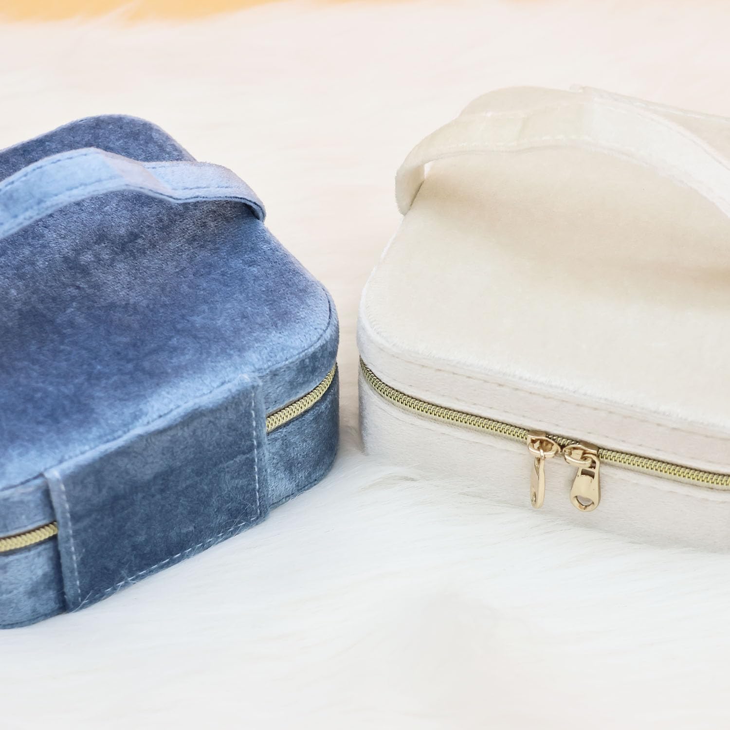 Boxudeli Boîte à Bijoux Velours Avec Miroir – Petit Organisateur Voyage Bleu Brume Pour Femmes Et Filles
