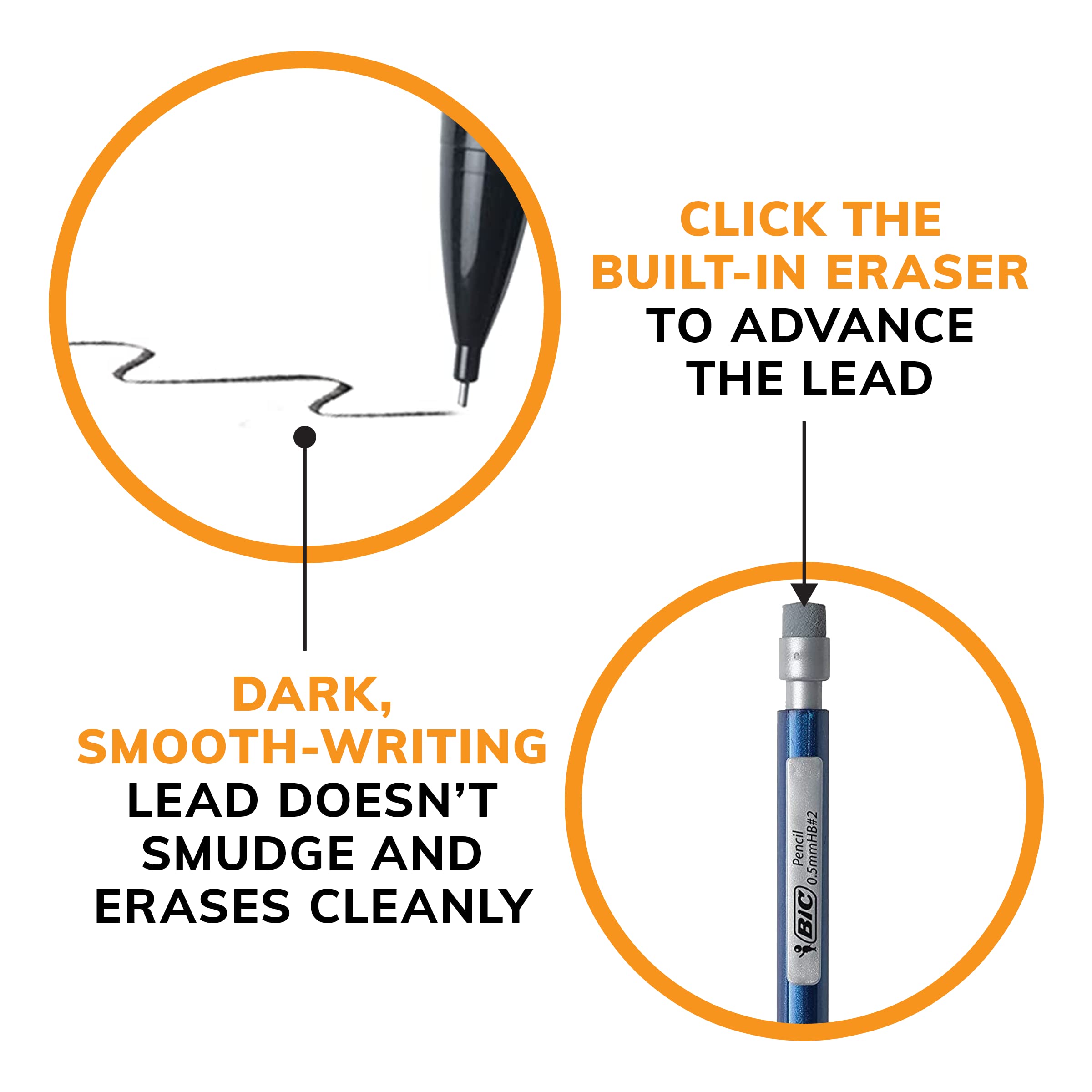 BIC XtraPrecision Mechanical Pencils With Erasers, Fine Point (0.5mm