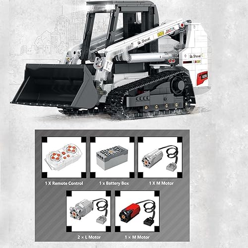 Miniatura 6 de Juego de bloques de construcción con cargador tecnológico, 2.4GAPP RC Steer Loader Juguetes de construcción con motor, cargador de orugas, juguete