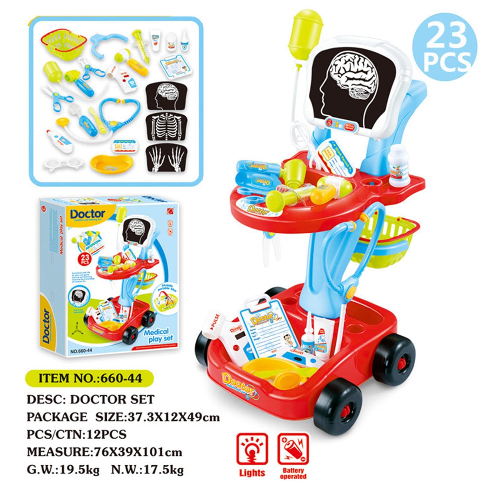 Juguetes Médicos | Kit De Carrito Médico Electrónico De Simulación | Conjunto De Juego De rol De Hospital Portátil con Accesorios | Regalo De Juego De rol De Médico Imaginativo para Niños Y Niña