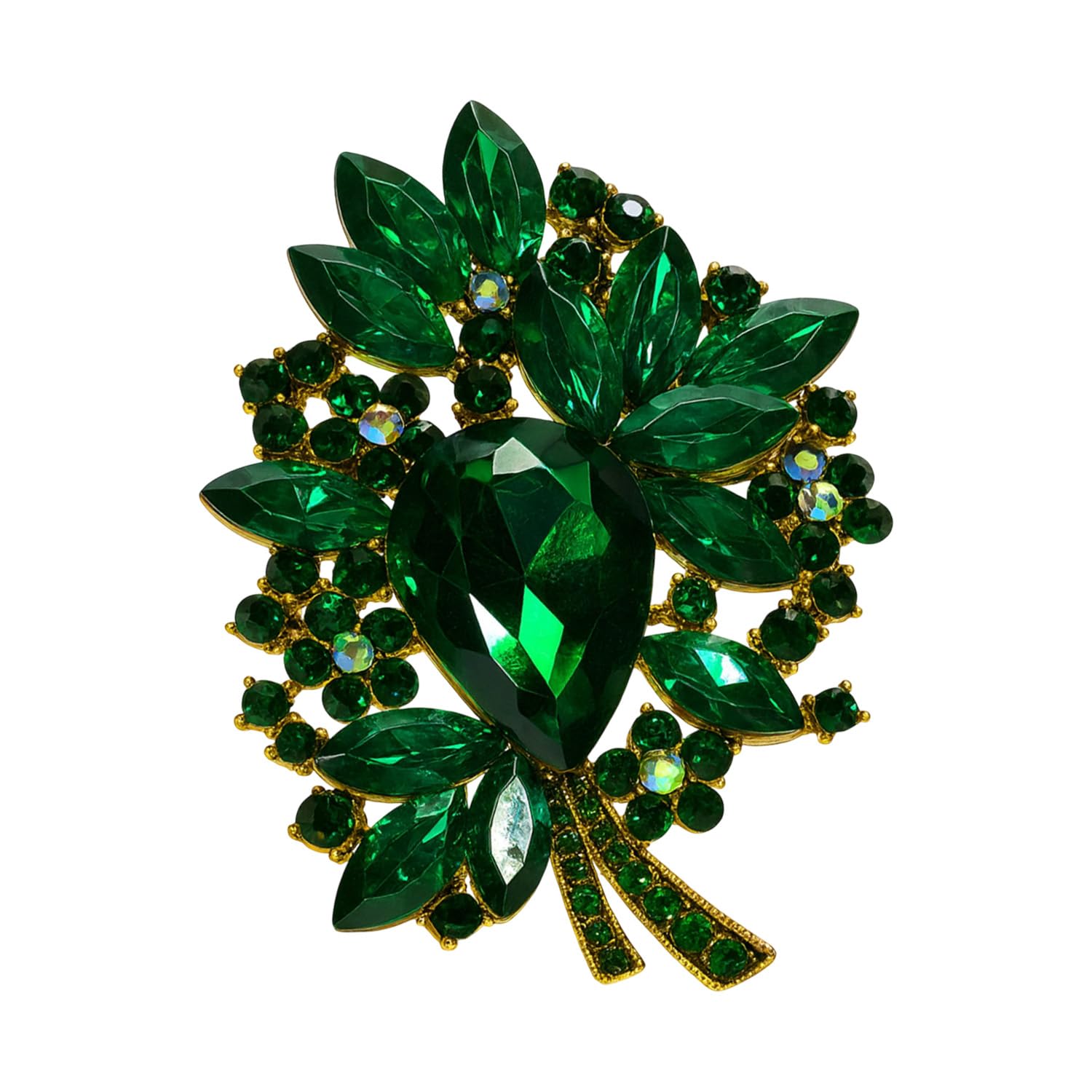 Women Luxury Designer Leaf Shape Brooch| Elegant Alloy Crystal Stone Saree & Blazer Pin | Fancy Fashion