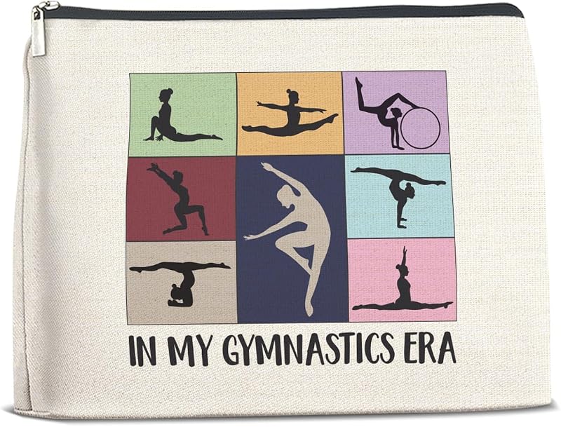 Necessaire de maquiagem FYDHQSS com estampa de ginástica, fechamento com zíper