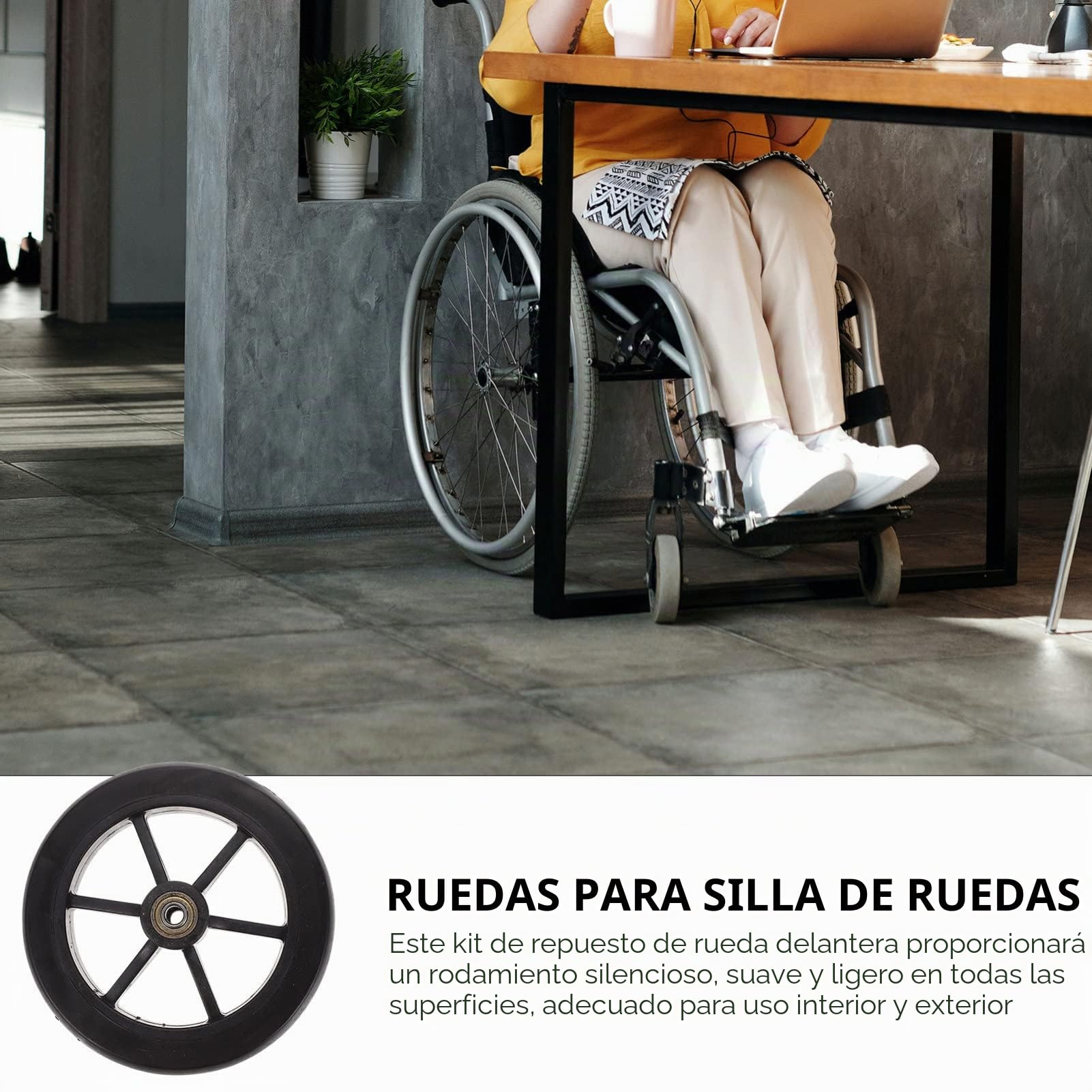 Reemplazo de ruedas delanteras de : piezas ajuste universal 8 pulgadas 4 piezas negro