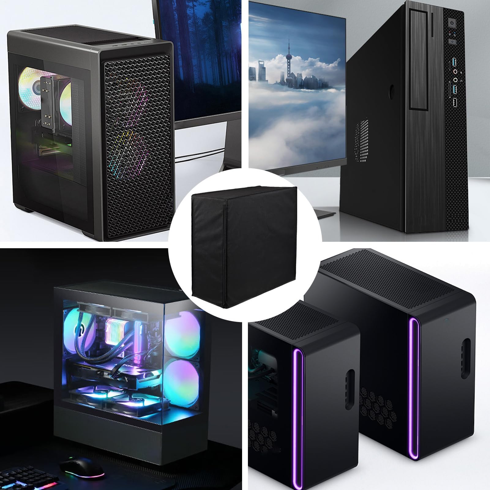 Staubschutz für Desktop-PC-Tower-Gehäuse, vollständiges Gehäuse, kratzfester Schutz, multifunktionaler Schutz für Büro, Zuhause und Gaming