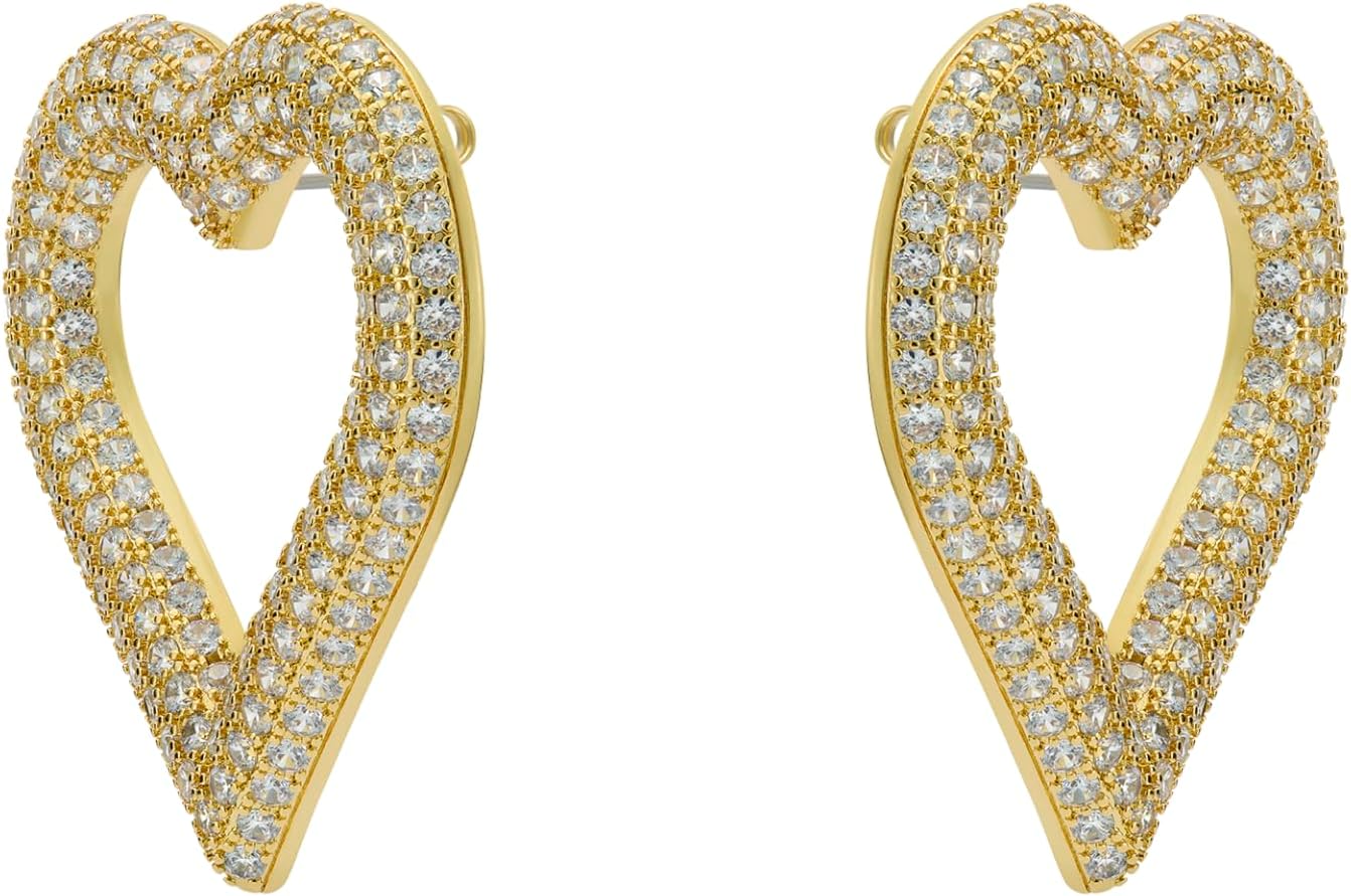 Ted Baker London Hartia Statement Crystal Heart Stud Earrings For Women (Gold) - Image 2