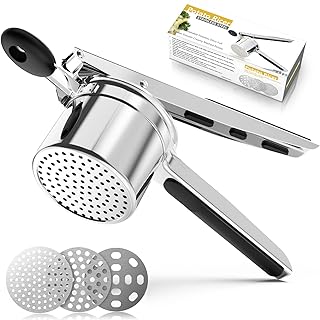 Potato Ricer,Ricer For Mashed Potatoes,Heavy Duty Potato Masher With 3 Interchangeable Discs,Potato Ricer Stainless Steel For Fluffy Mashed Potato,Spaetzle Maker,Potato Press,Passatelli Maker