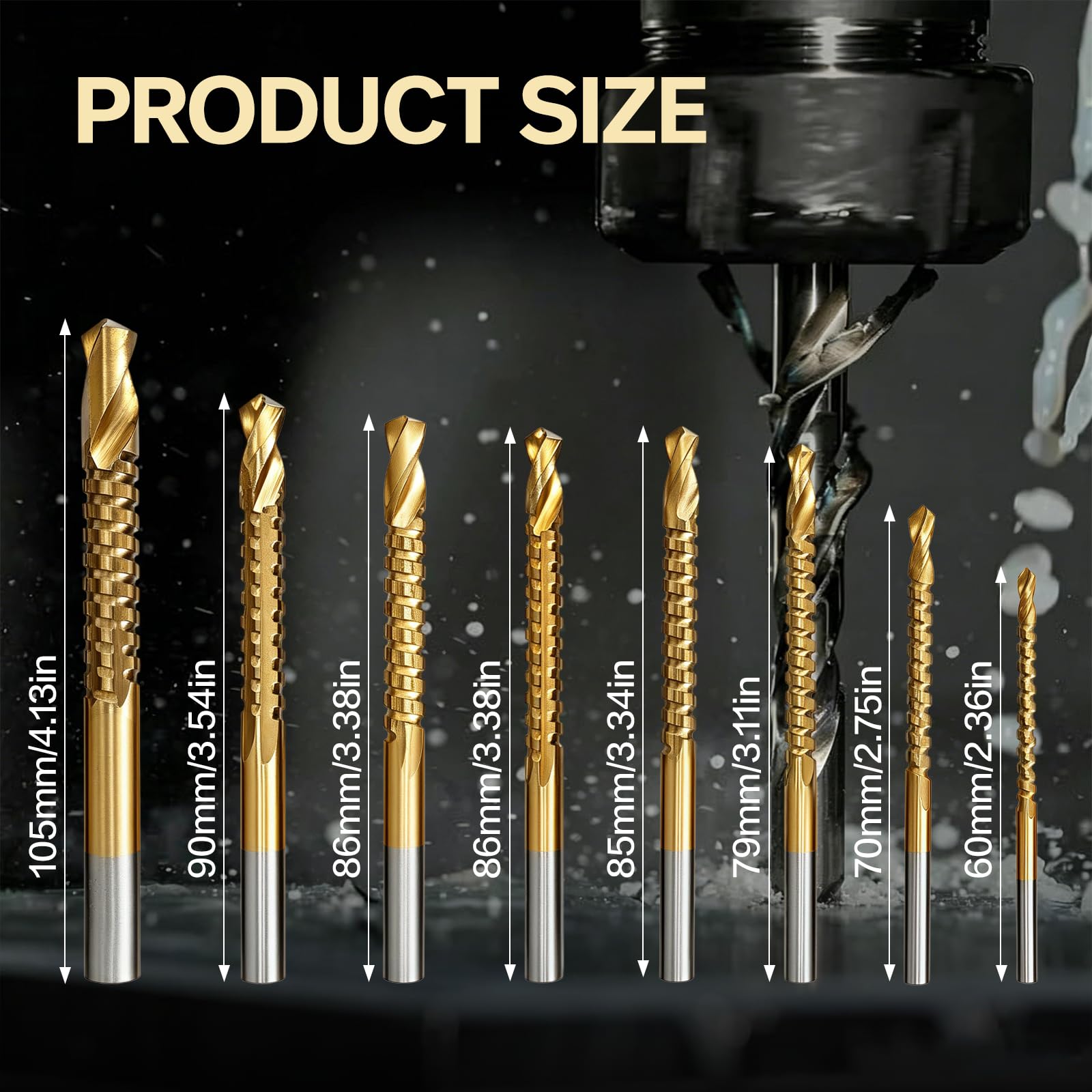 HSS Drill Bit Set - 8 Piece Titanium Coating -2 HSS Drill Bit Set - 8 Piece Titanium Coating -2