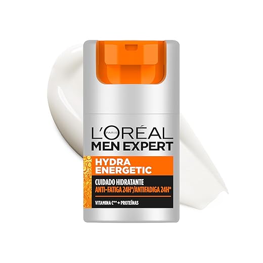 L'Oréal Men Expert Crema hidratante antifatiga para hombre, Crema Hydra Energetic para hombre con Vitamina C*, Combate la apariencia de ojeras e hidrata la piel - 50 ml