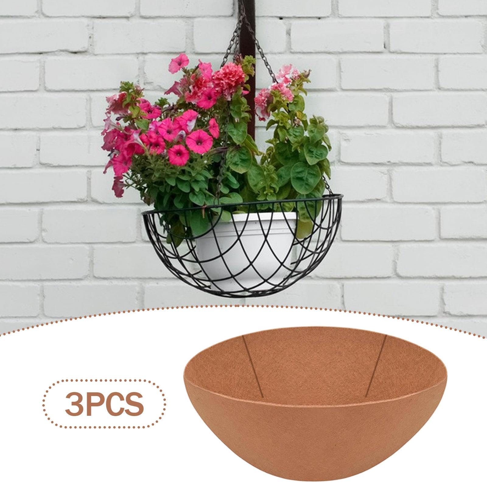 3X Felt Plant Basket Liners Flower Pot Liners Decoration Good Breathability Replacement for Porch Planter Window, 16inch