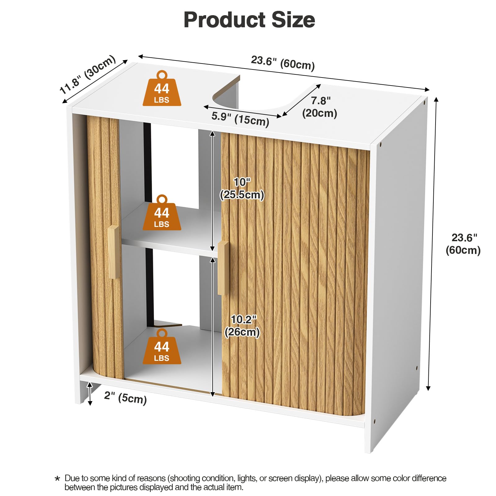 Mobile sottolavabo in legno con porta arrotolabile, per il bagno