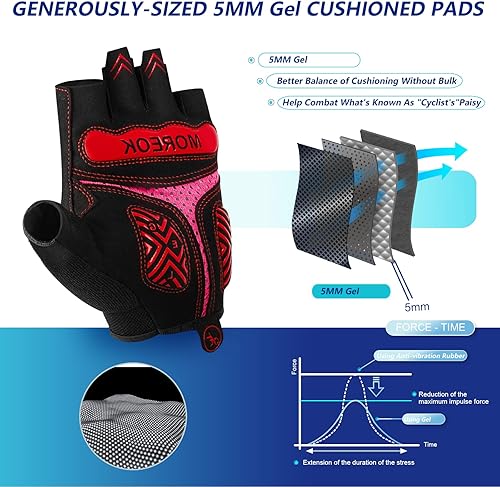 Miniatura 2 de BIKINGMOREOK Guantes de ciclismo de montaña para hombres y mujeres, medio dedo, entrenamiento, deportes, ciclismo de carretera, guantes de bicicleta