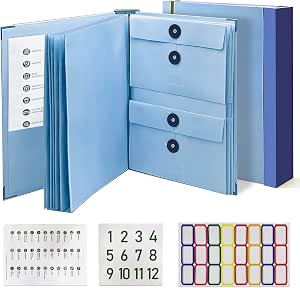 Folio Folders With Pockets – Document Organizer Binder For Important Papers, Includes Label Stickers