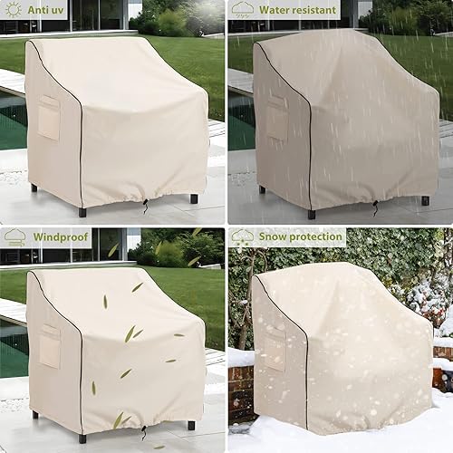 Miniatura 6 de KylinLucky Fundas impermeables para muebles de patio, fundas para sillas de césped al aire libre, se adaptan a hasta 32 pulgadas de ancho x 37