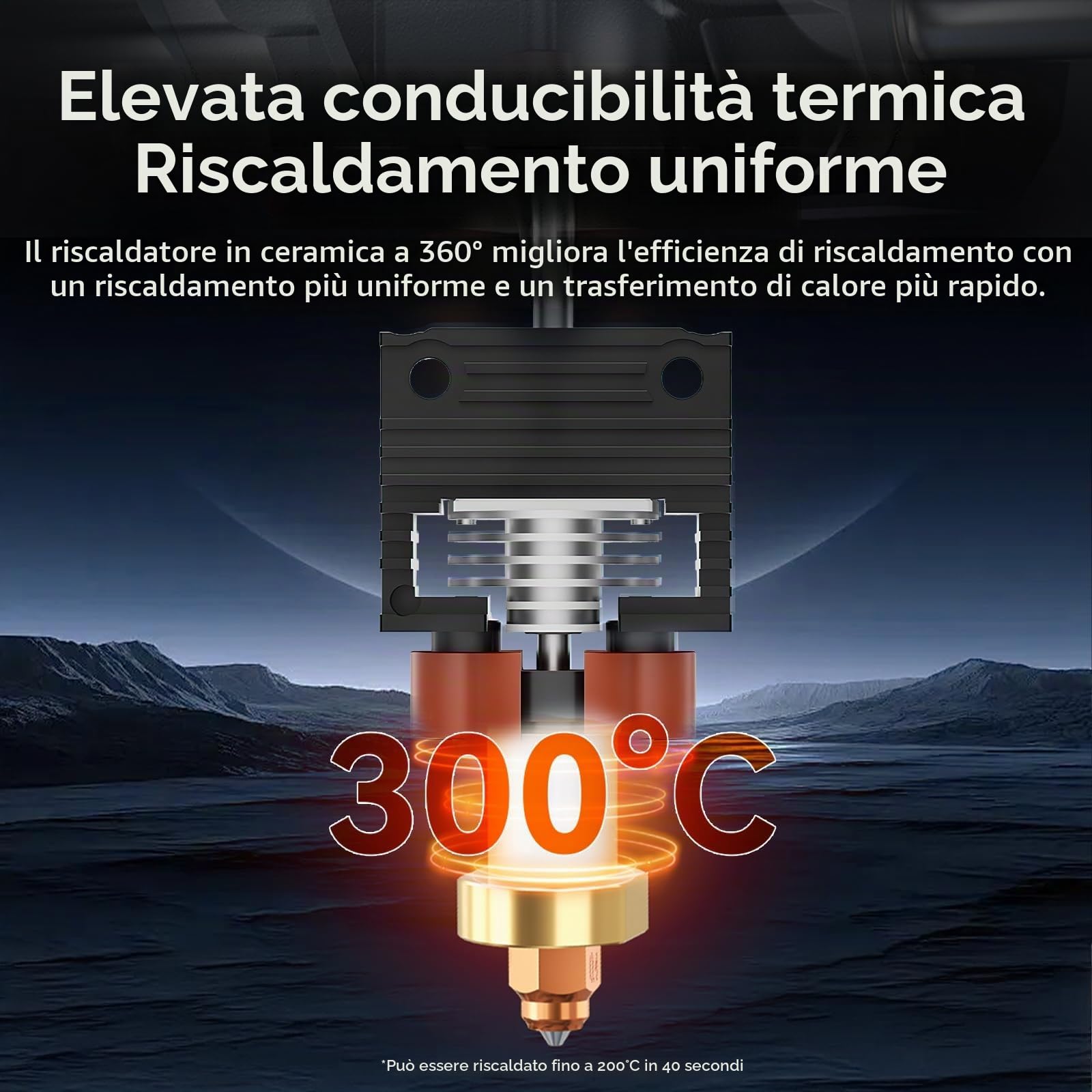 Kit di aggiornamento ufficiale Creality K1/K1 Max/K1C Hotend, kit blocco riscaldante in ceramica serie K1, supporta alte temperature di 300°C, alta velocità di 600 mm/s