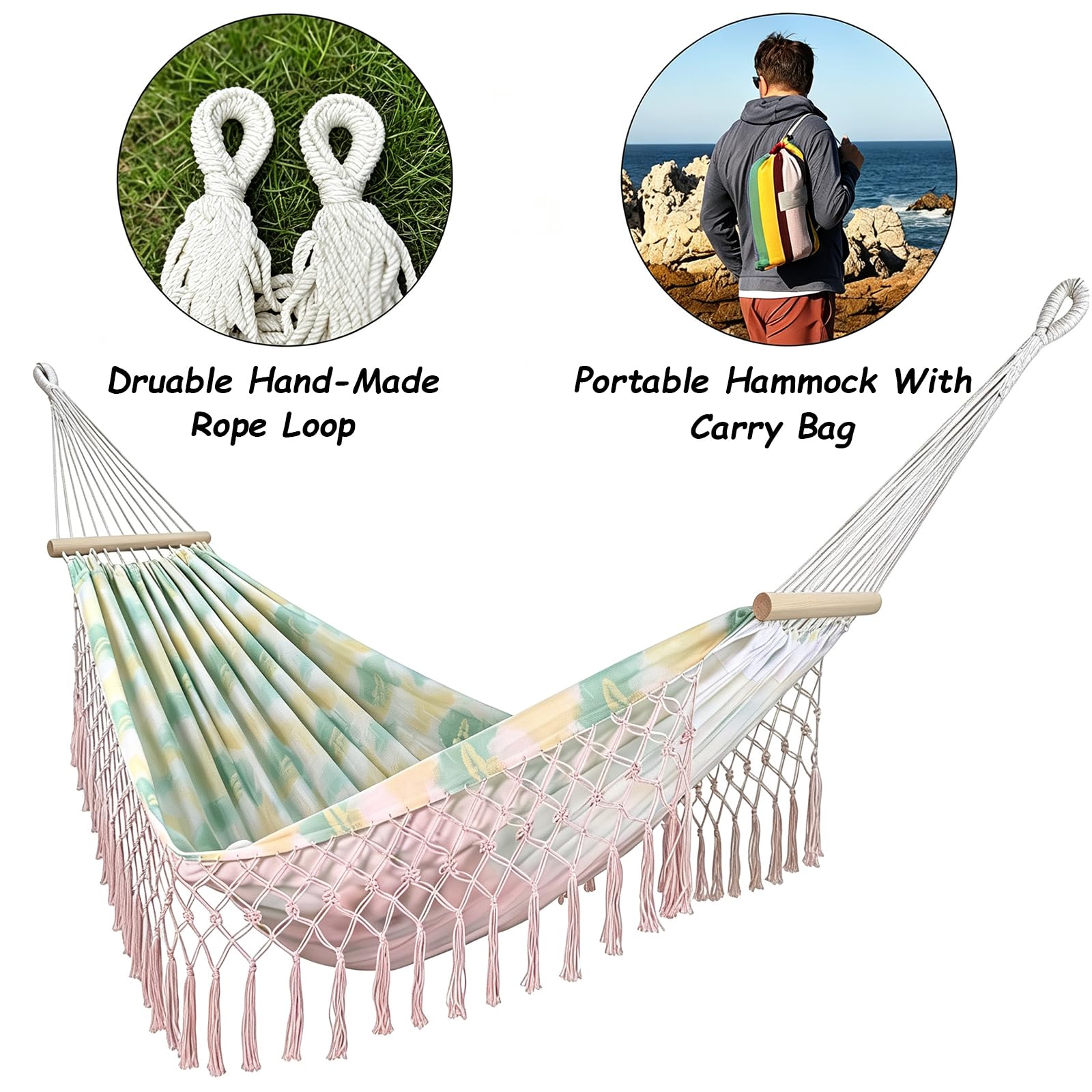 Amaca Da Campeggio,In Tela Comoda,Portatile E Traspirante,Ultraleggera | Con Cinghie,Borsa Viaggio Inclusa,Ideale Per Esterni Giardino,Patio,Balcone,Cortile Interni Terrazza,Portata 150kg