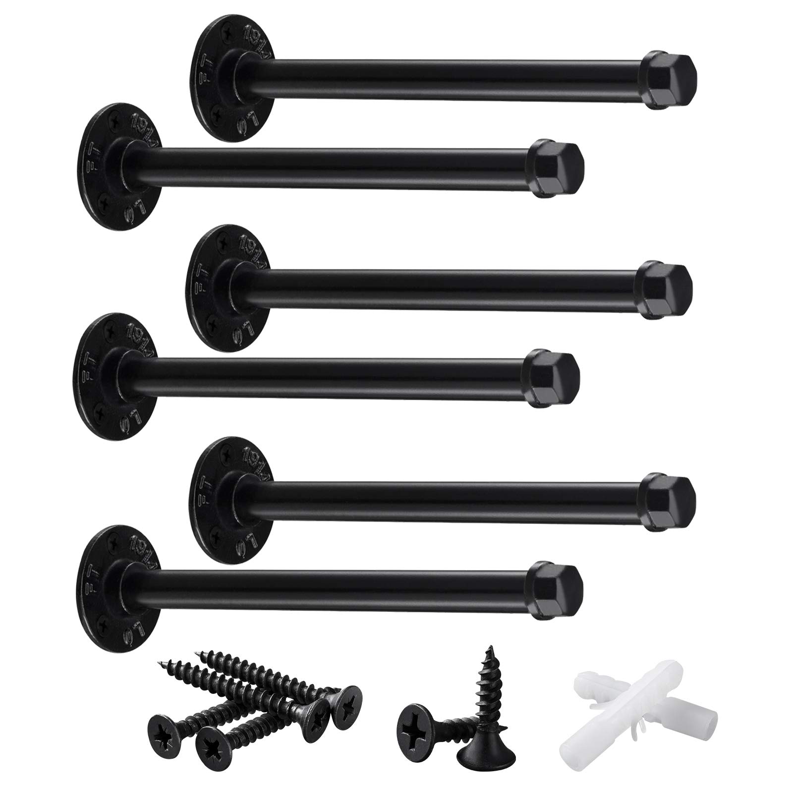 Buy Pynsseu Industrial Black Iron Pipe Shelf Brackets 10 Inch Set of 6