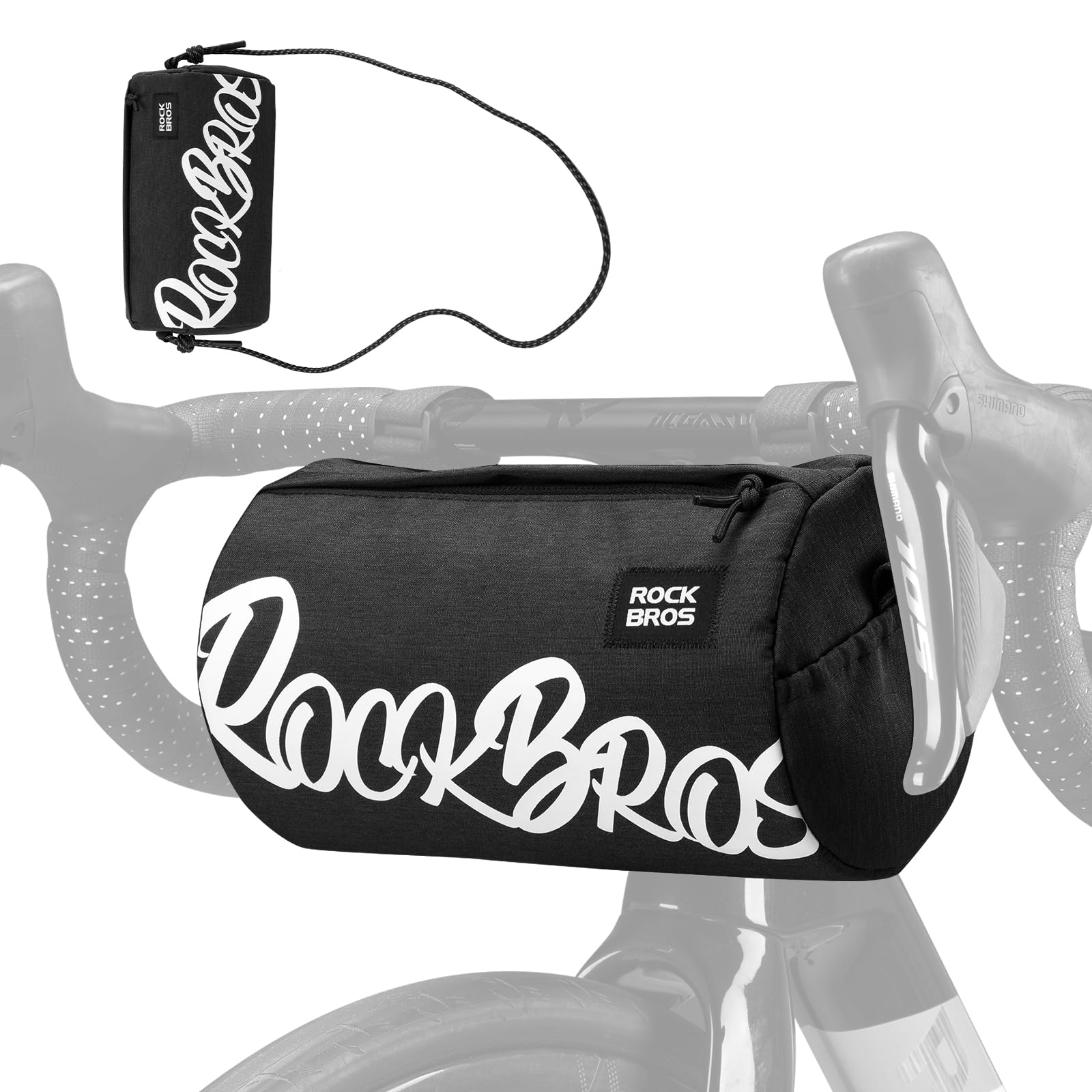 ROCKBROS Handlebar Bag Bike Handlebar Bag Small Pack with Shoulder Strap for MTB, Gravel, Scooter, E-Bike,3.6L Black