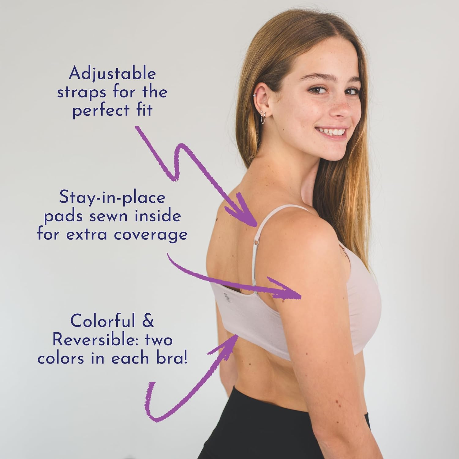 Bleum Petal Padded Bra | Teen & Tween Bra, Sewn-in Pads, Adjustable, Seamless